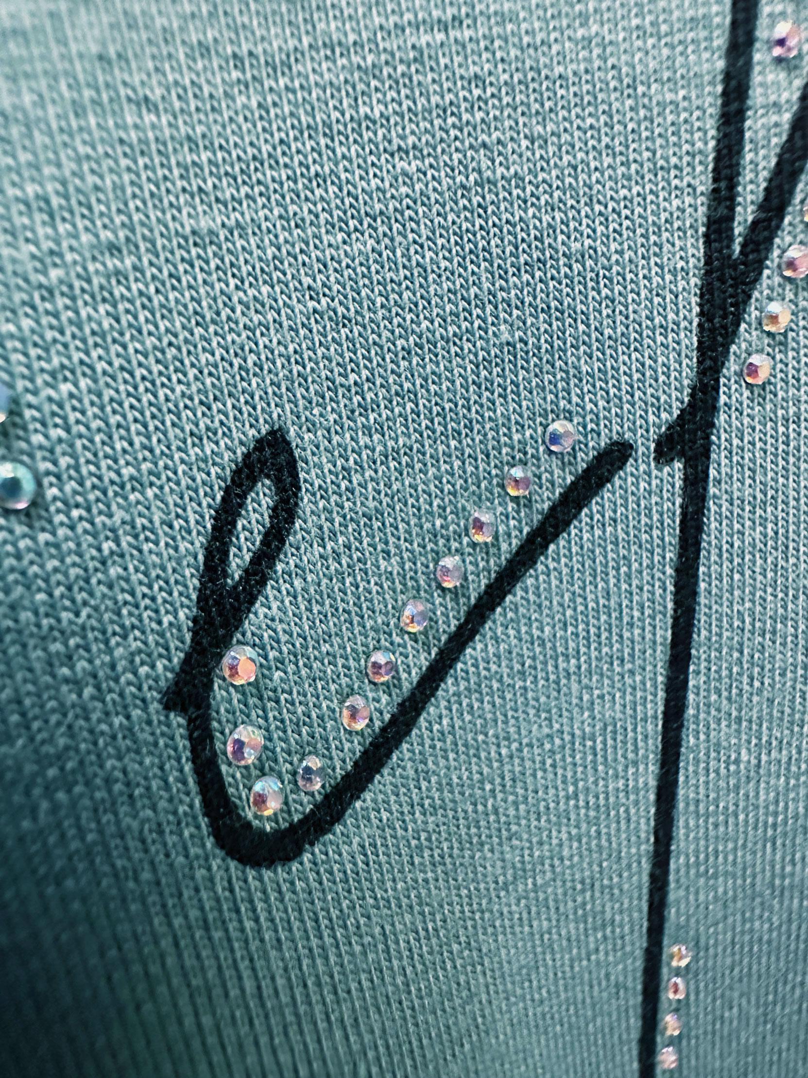 Tesettür giyim YEŞİL YAZI BASKILI GARNİLİ PANTOLONLU EŞOFMAN TAKIM 43351