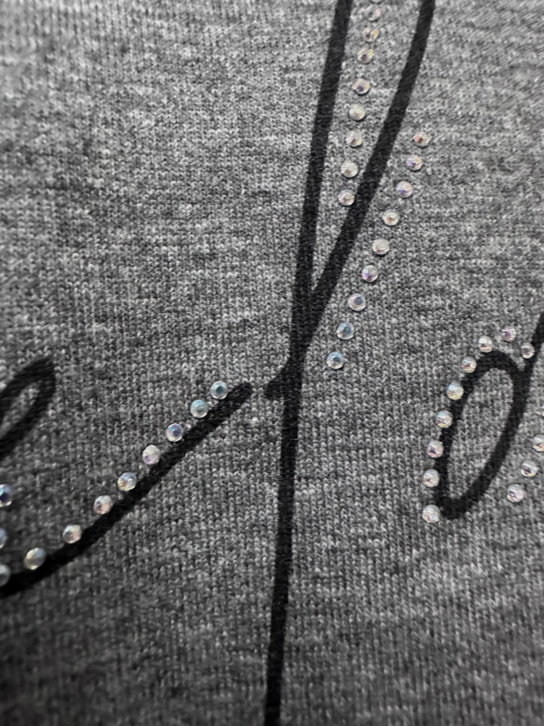 Tesettür giyim GRİ YAZI BASKILI GARNİLİ PANTOLONLU EŞOFMAN TAKIM 43351