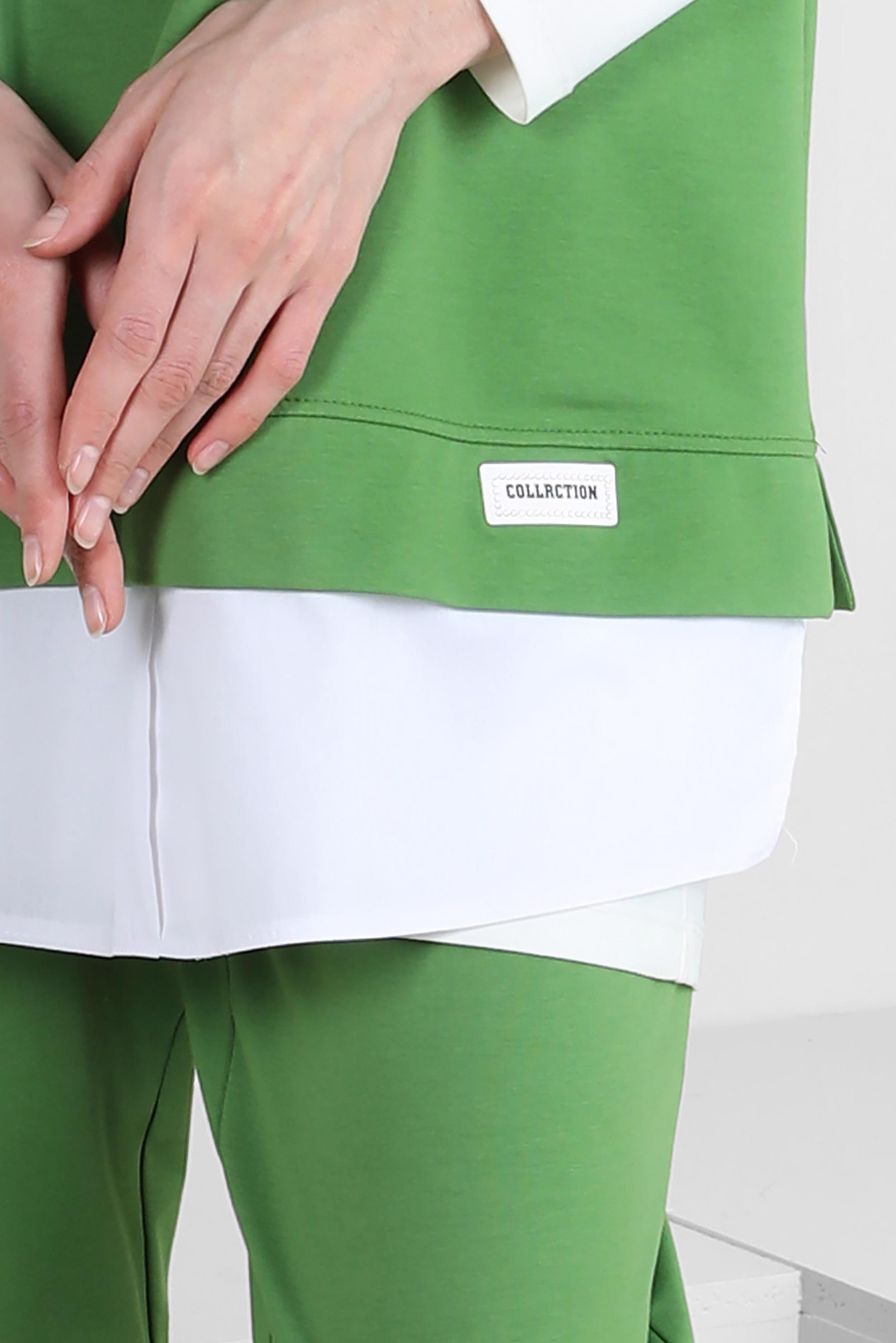 Tesettür giyim YEŞİL KAPÜŞONLU YAZI BASKILI İKİLİ EŞOFMAN TAKIMI 43552