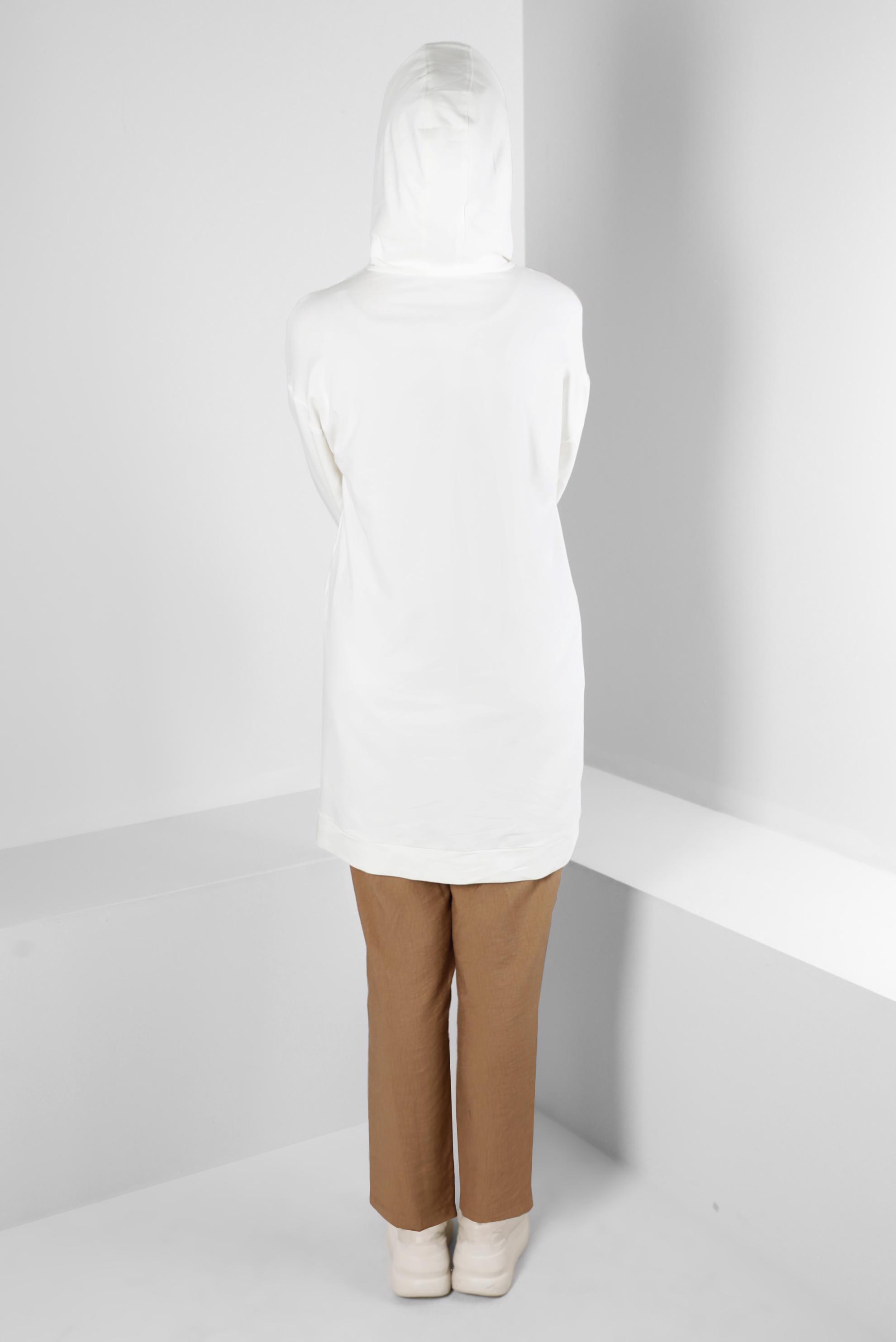 Tesettür giyim PEMBE RENK BLOKLU TAŞ İŞLEMELİ EŞOFMAN TUNİK 43558