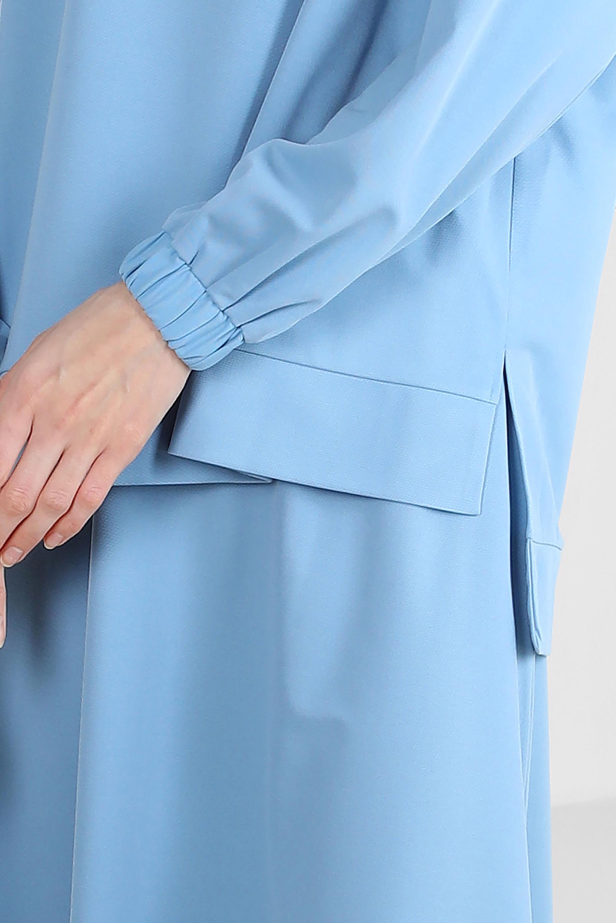 Vêtements hijab BLEU SURVÊTEMENT IMPRIMÉ ET BRODÉ DE GEMMES AVEC JUPE 43595