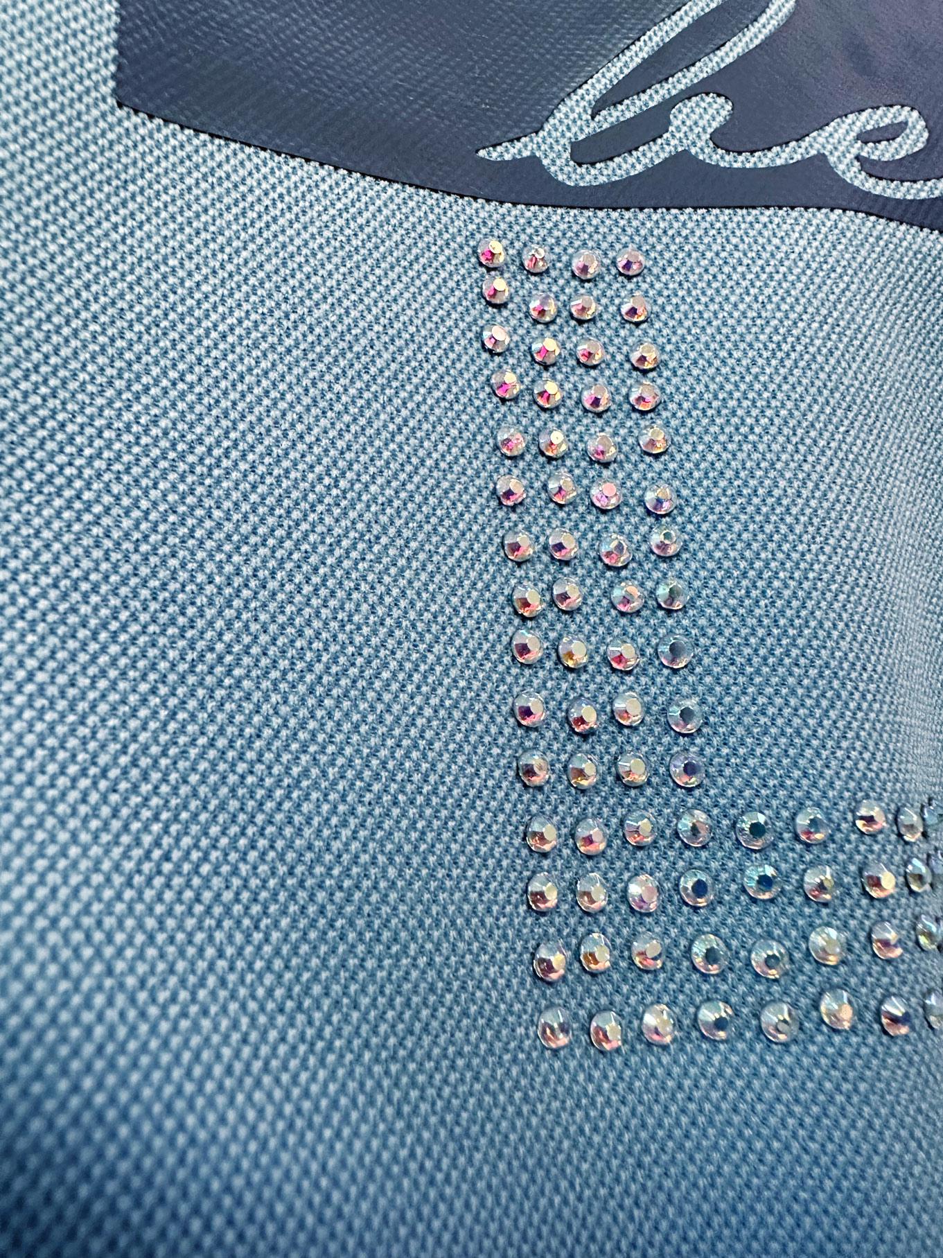 Vêtements hijab BLEU SURVÊTEMENT IMPRIMÉ ET BRODÉ DE GEMMES AVEC JUPE 43595