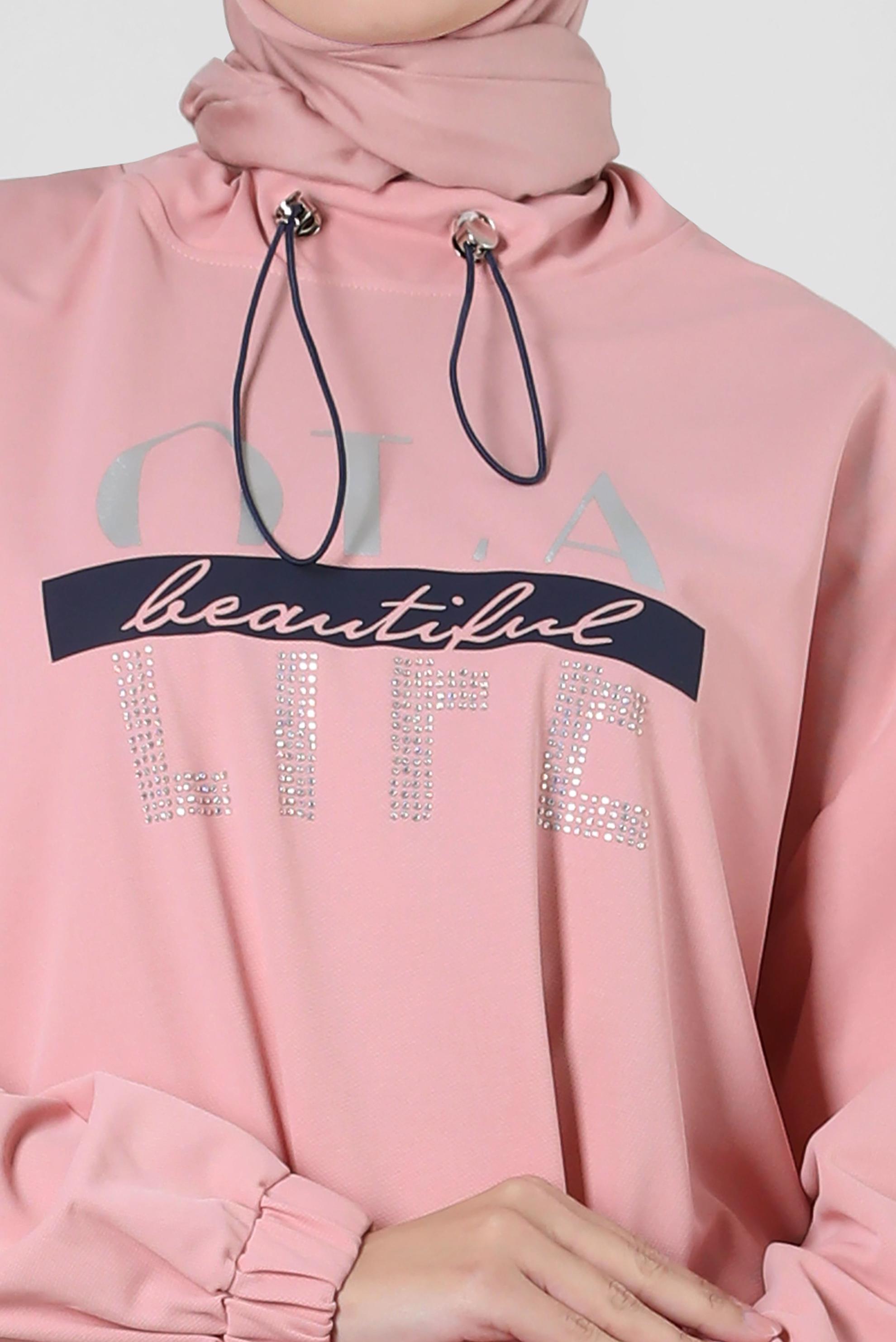 Vêtements hijab POUDRE SURVÊTEMENT IMPRIMÉ ET BRODÉ DE GEMMES AVEC JUPE 43595