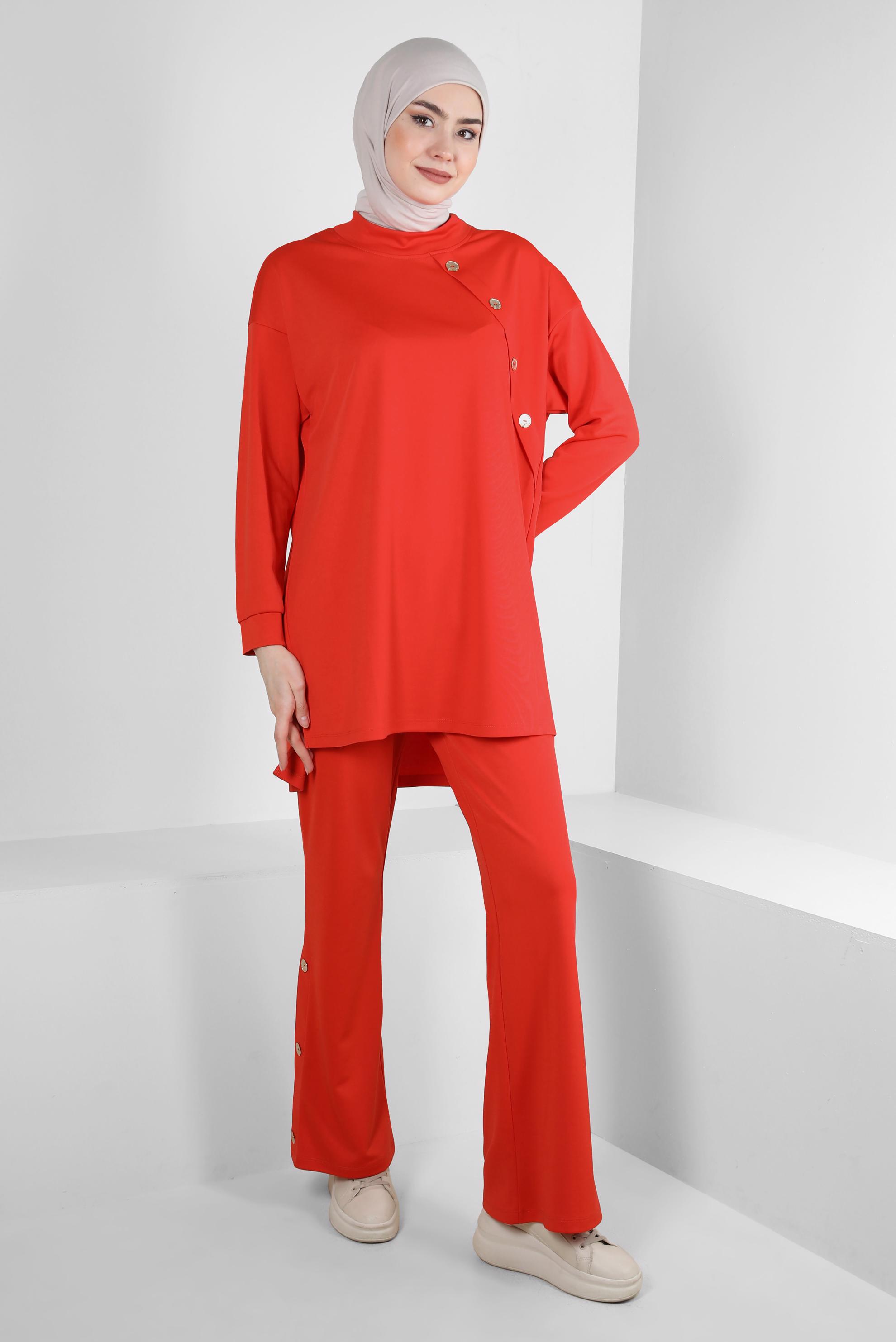 Tesettür giyim MERCAN İSPANYOL PAÇA İKİLİ EŞOFMAN TAKIM 43661