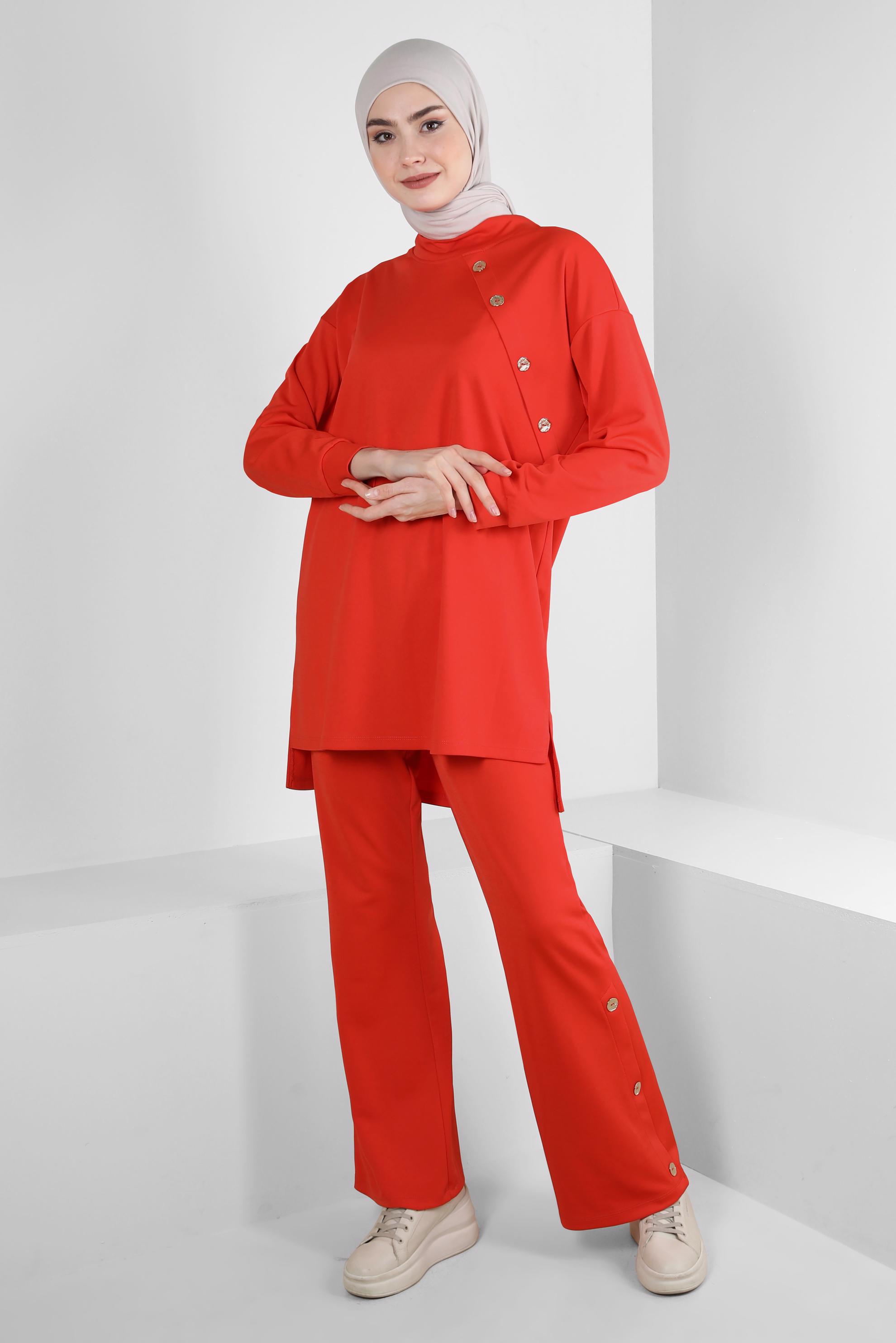 Tesettür giyim MERCAN İSPANYOL PAÇA İKİLİ EŞOFMAN TAKIM 43661