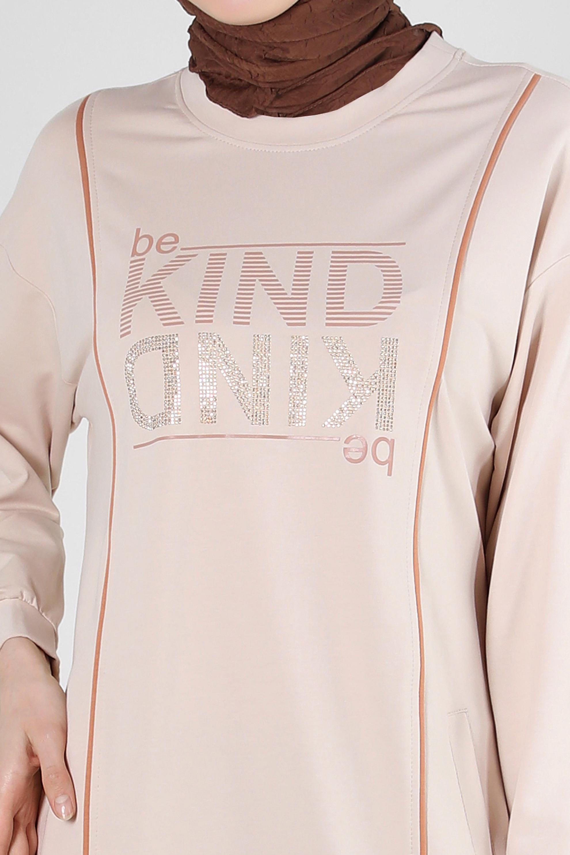 Vêtements hijab BEIGE ROBE SURVÊTEMENT IMPRIMÉ 43663