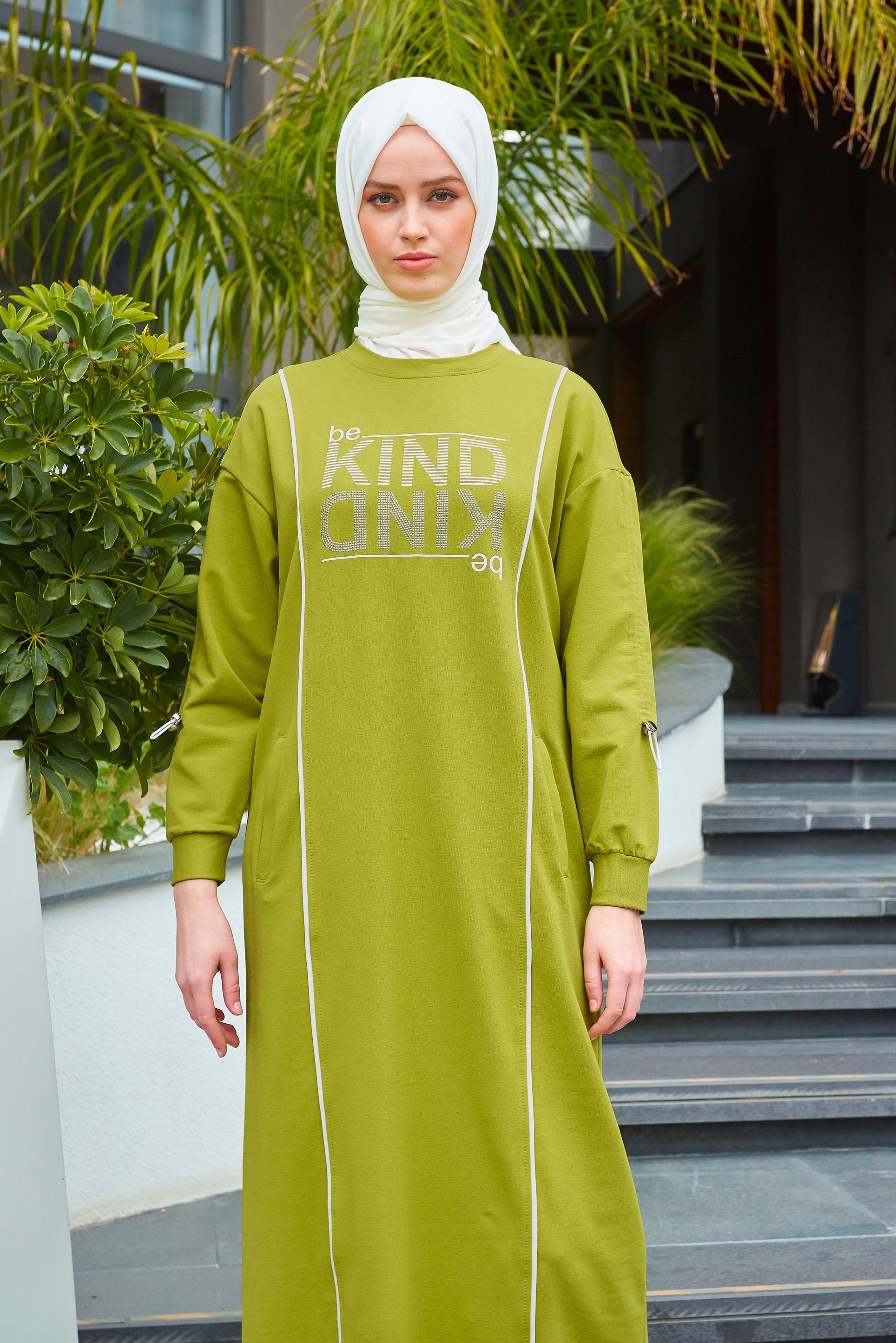 Vêtements hijab VERT ROBE SURVÊTEMENT IMPRIMÉ 43663