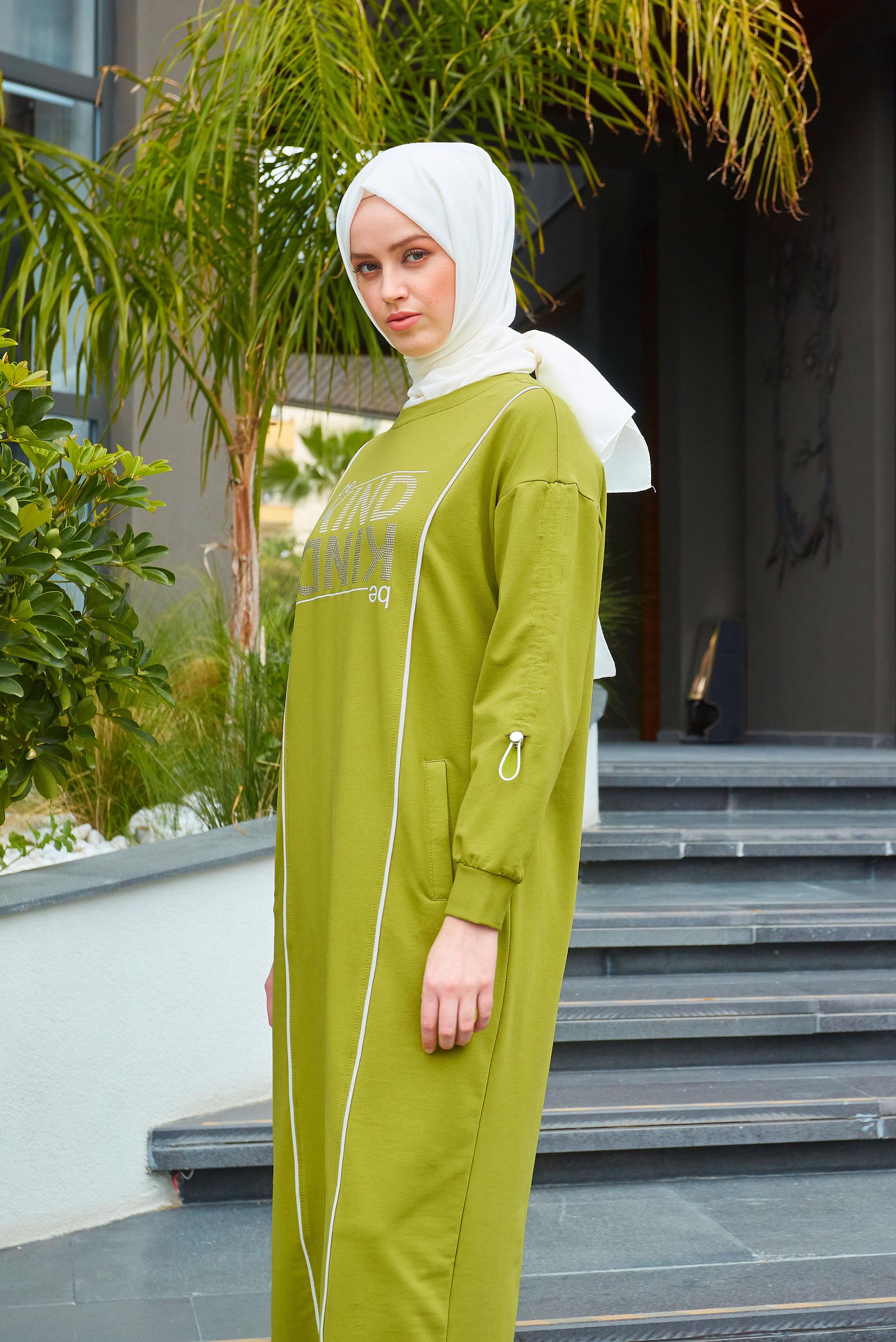 Vêtements hijab VERT ROBE SURVÊTEMENT IMPRIMÉ 43663
