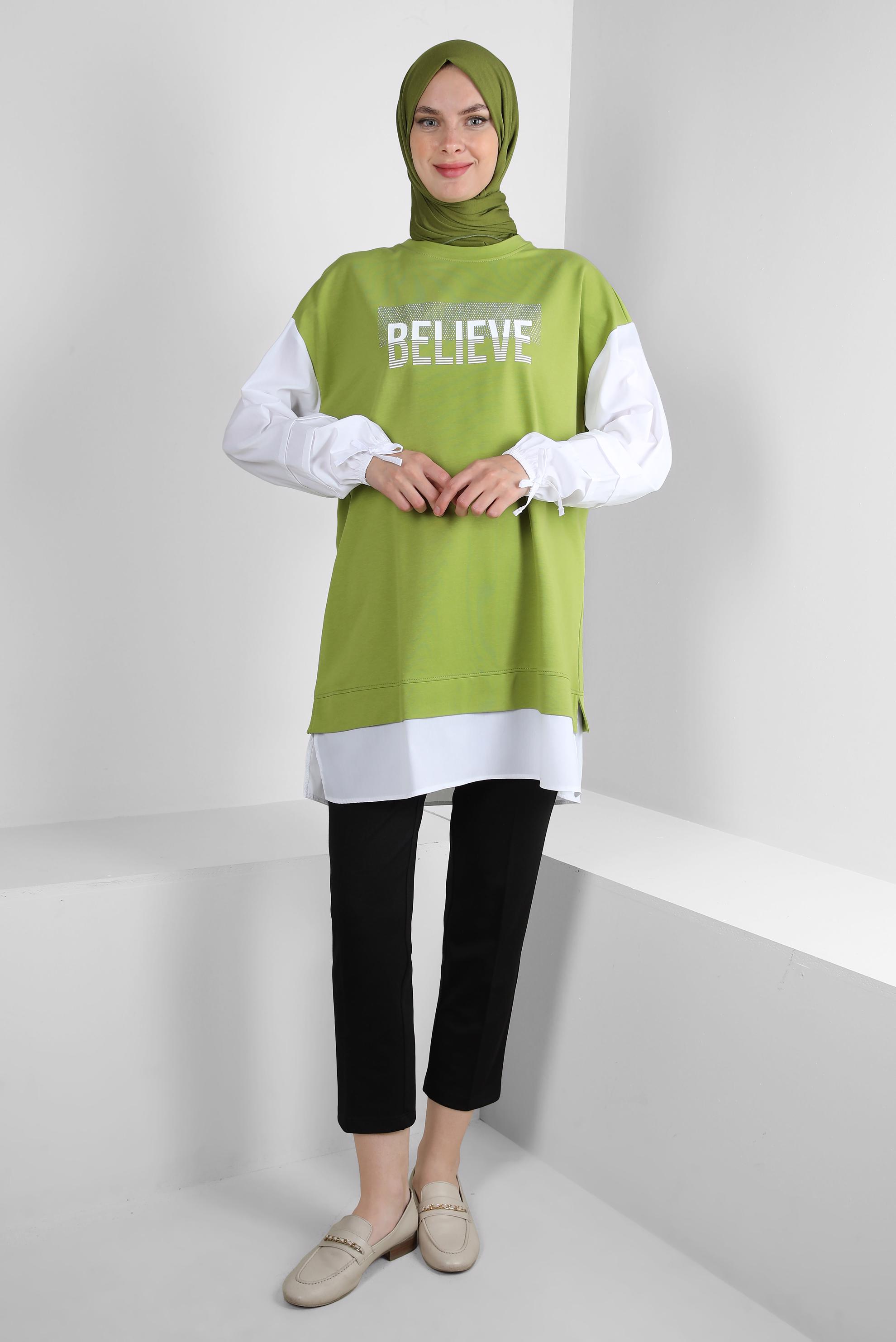 Vêtements hijab VERT TUNIQUE DE SURVÊTEMENT IMPRIMÉ 43664