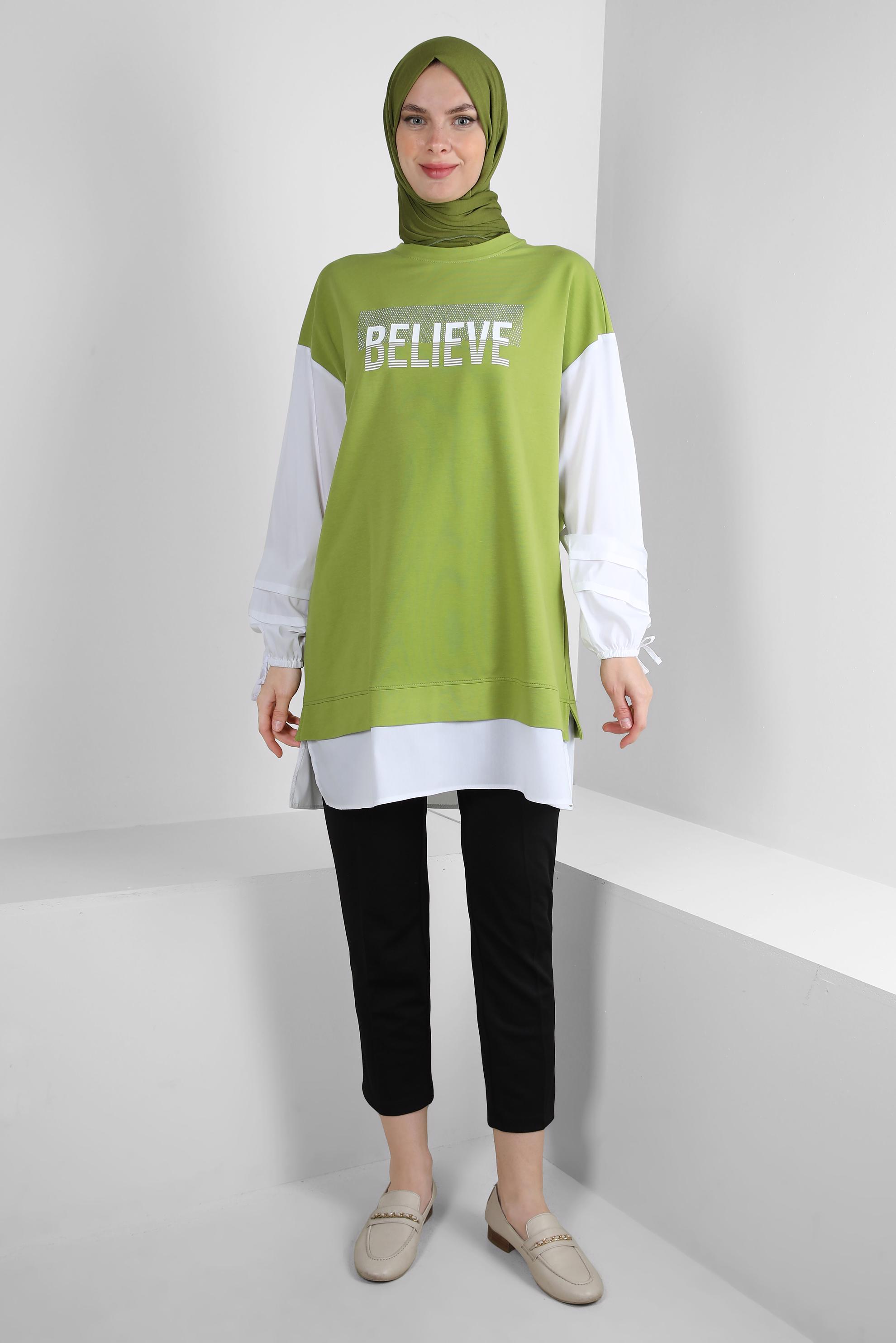 Vêtements hijab VERT TUNIQUE DE SURVÊTEMENT IMPRIMÉ 43664