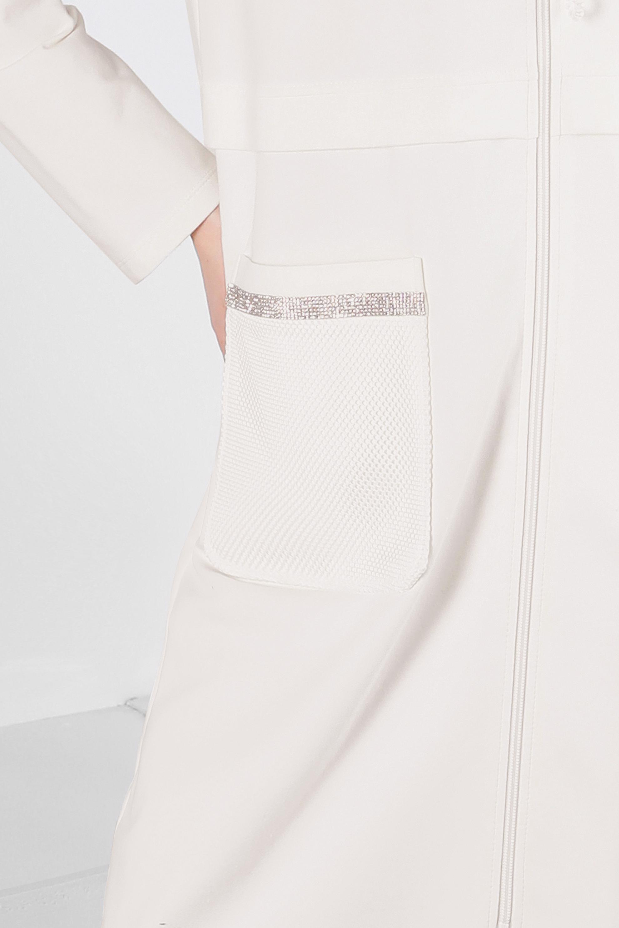 Tesettür giyim BEYAZ KAPÜŞONLU CEP DETAYLI EŞOFMAN TUNİK 43665