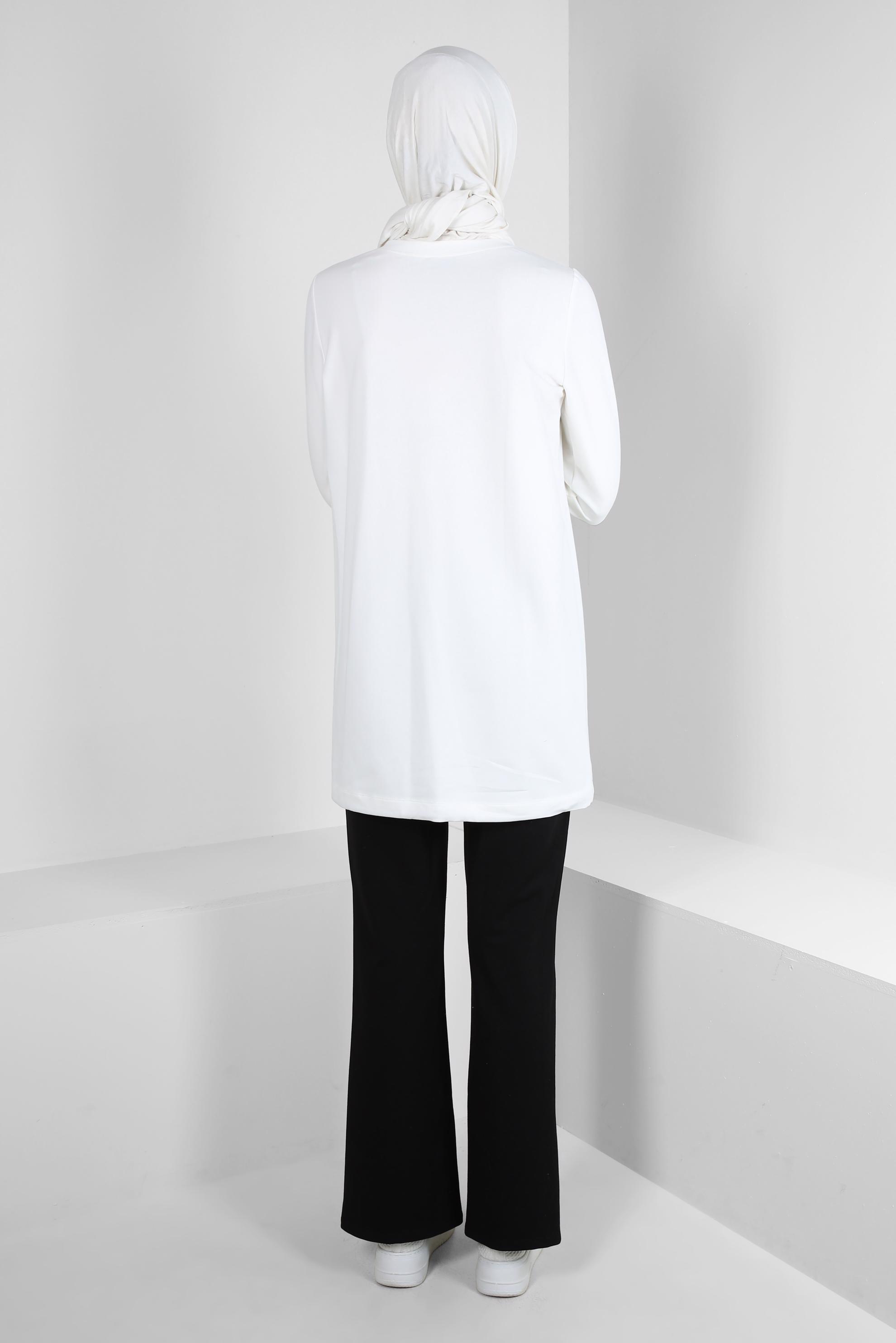 Tesettür giyim SİYAH BASKILI PAÇASI YIRTMAÇLI İKİLİ EŞOFMAN TAKIMI 43690