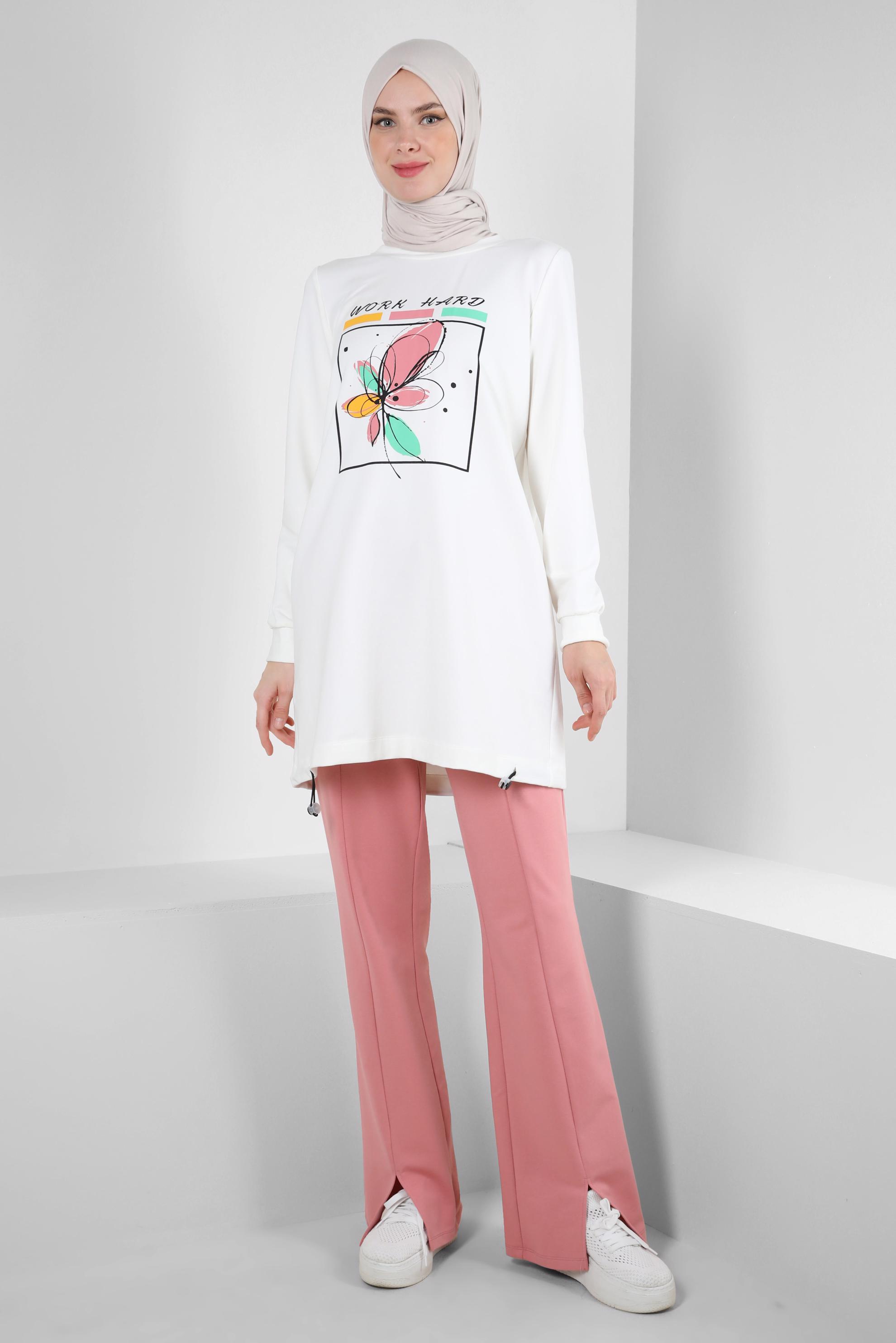 Vêtements hijab ROSE SURVÊTEMENT 2 PIÈCES AVEC PANTALON IMPRIMÉ FENTES 43690