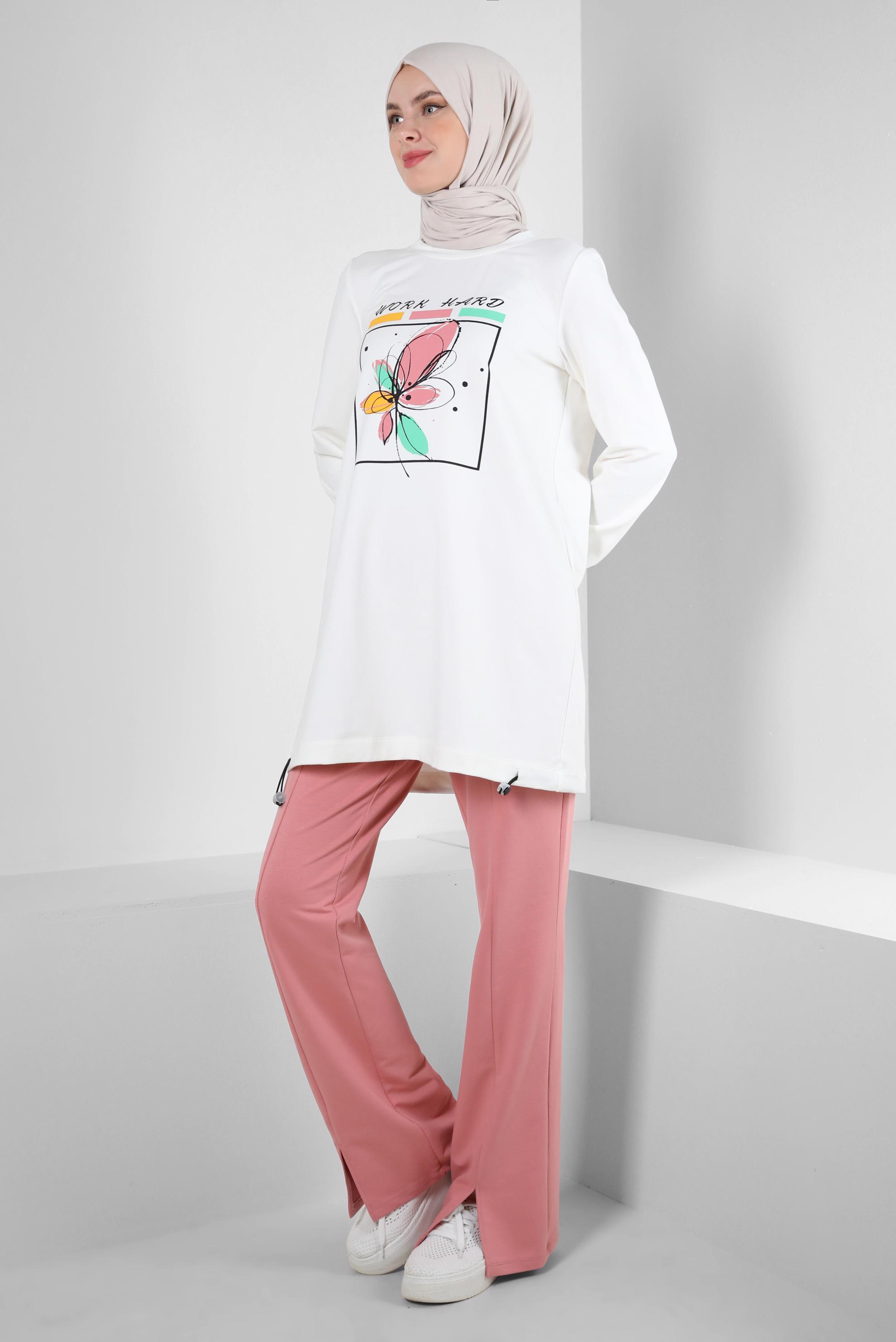 Vêtements hijab ROSE SURVÊTEMENT 2 PIÈCES AVEC PANTALON IMPRIMÉ FENTES 43690