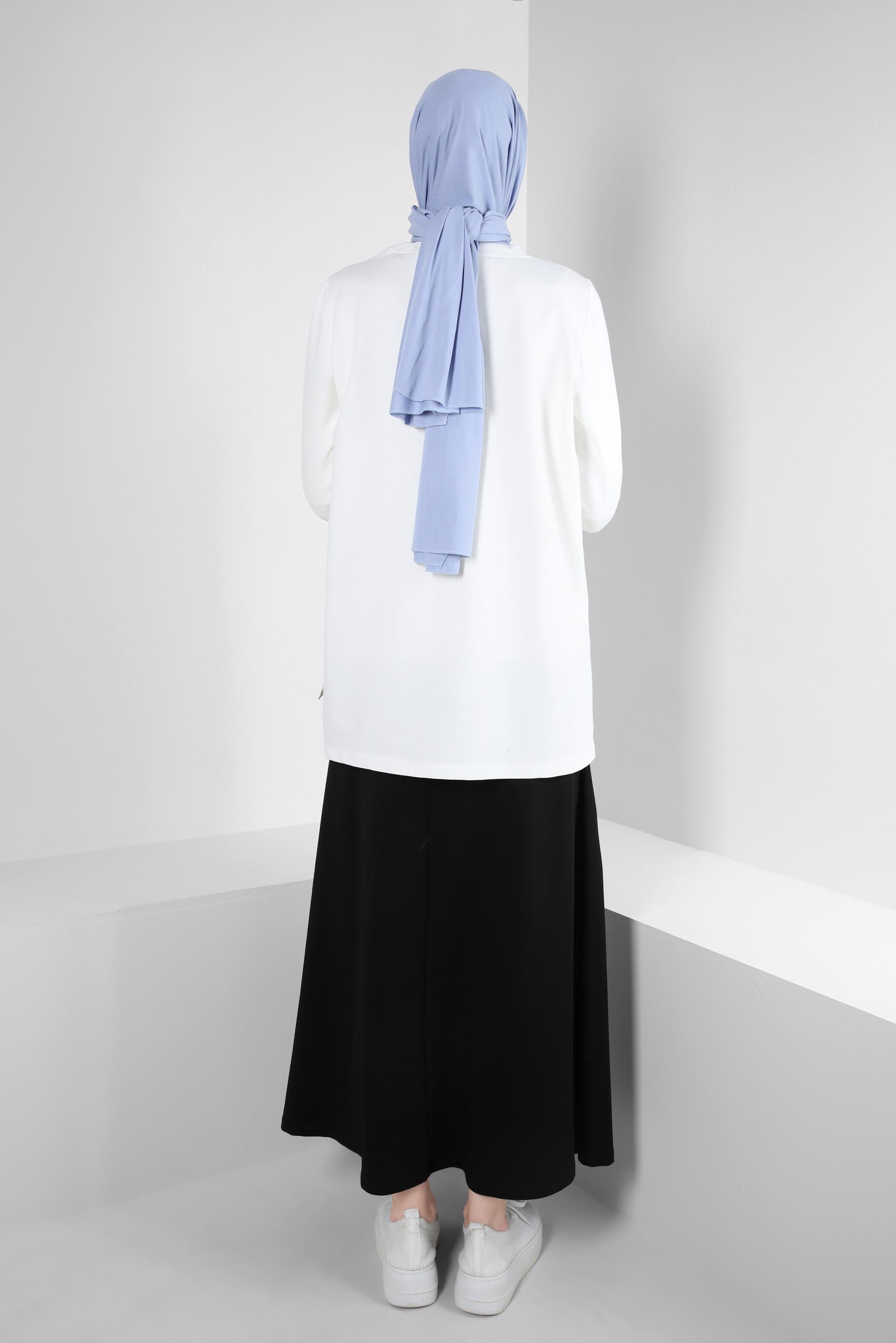 Vêtements hijab NOIR ENSEMBLE DE SURVÊTEMENT TAILLE ÉLASTIQUE IMPRIMÉ AVEC JUPE 43691