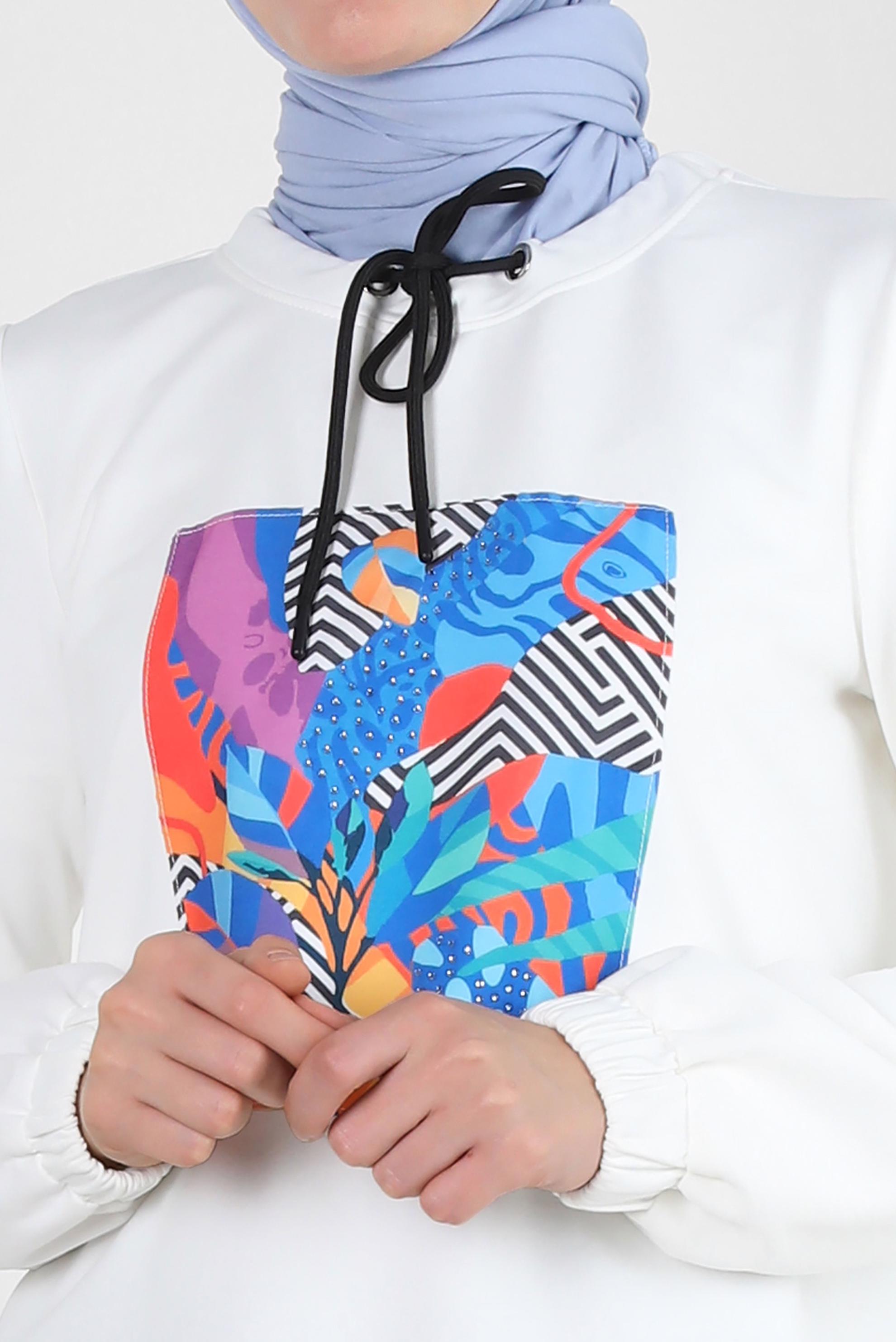 Vêtements hijab NOIR ENSEMBLE DE SURVÊTEMENT TAILLE ÉLASTIQUE IMPRIMÉ AVEC JUPE 43691