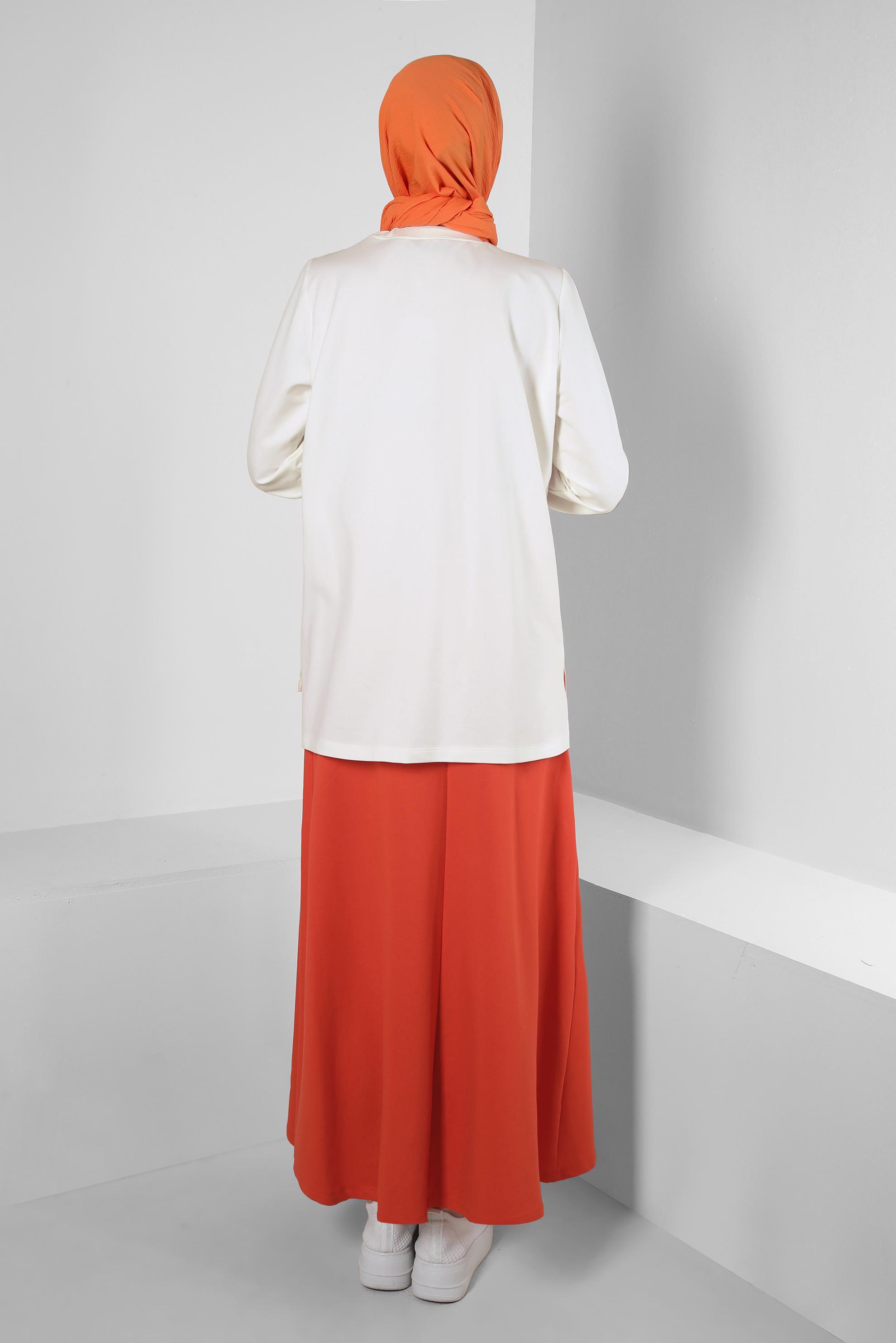 Vêtements hijab ROUGE ENSEMBLE DE SURVÊTEMENT TAILLE ÉLASTIQUE IMPRIMÉ AVEC JUPE 43691