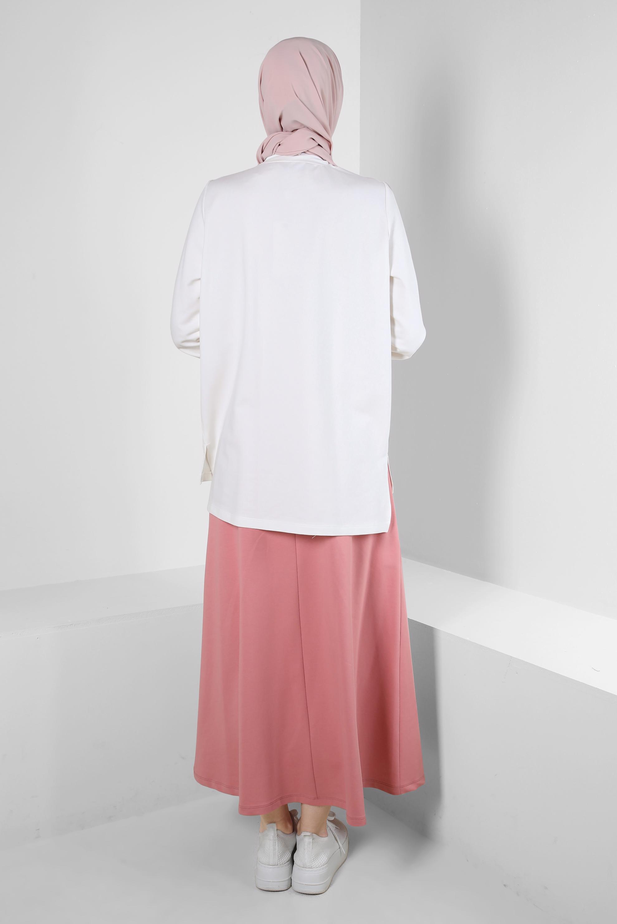Vêtements hijab ROSE ENSEMBLE DE SURVÊTEMENT TAILLE ÉLASTIQUE IMPRIMÉ AVEC JUPE 43691