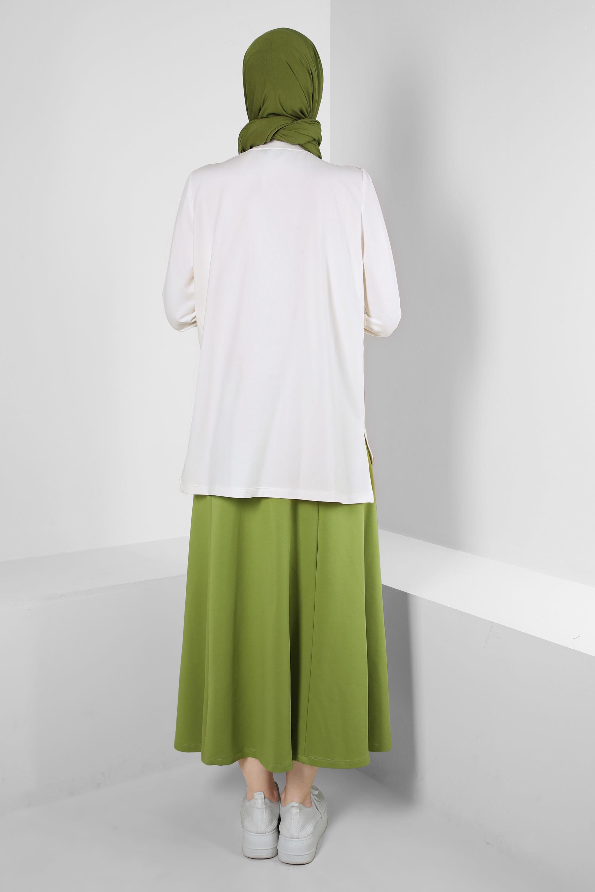 Vêtements hijab VERT ENSEMBLE DE SURVÊTEMENT TAILLE ÉLASTIQUE IMPRIMÉ AVEC JUPE 43691