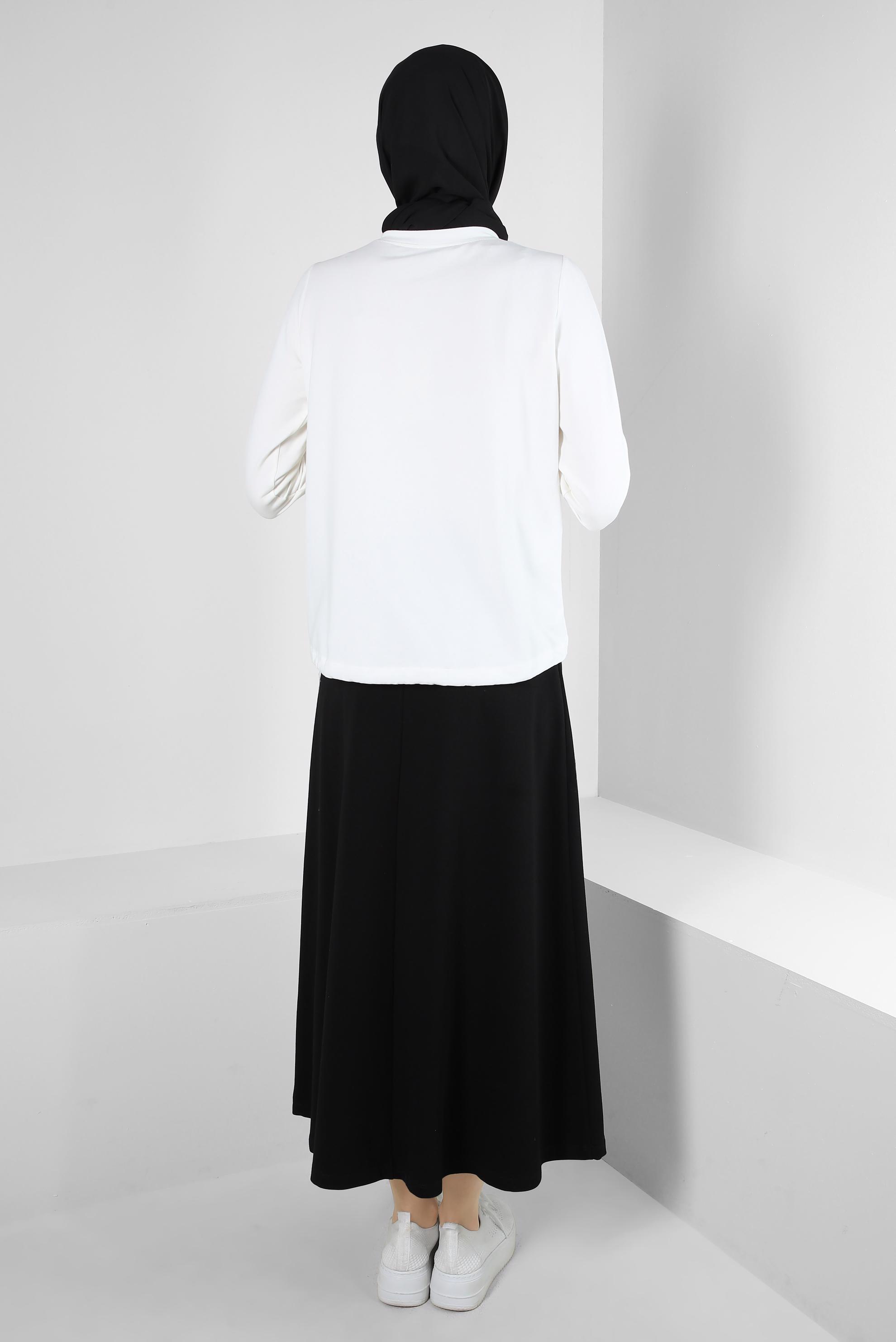 Vêtements hijab NOIR SURVÊTEMENT IMPRIMÉ AVEC JUPE 43692