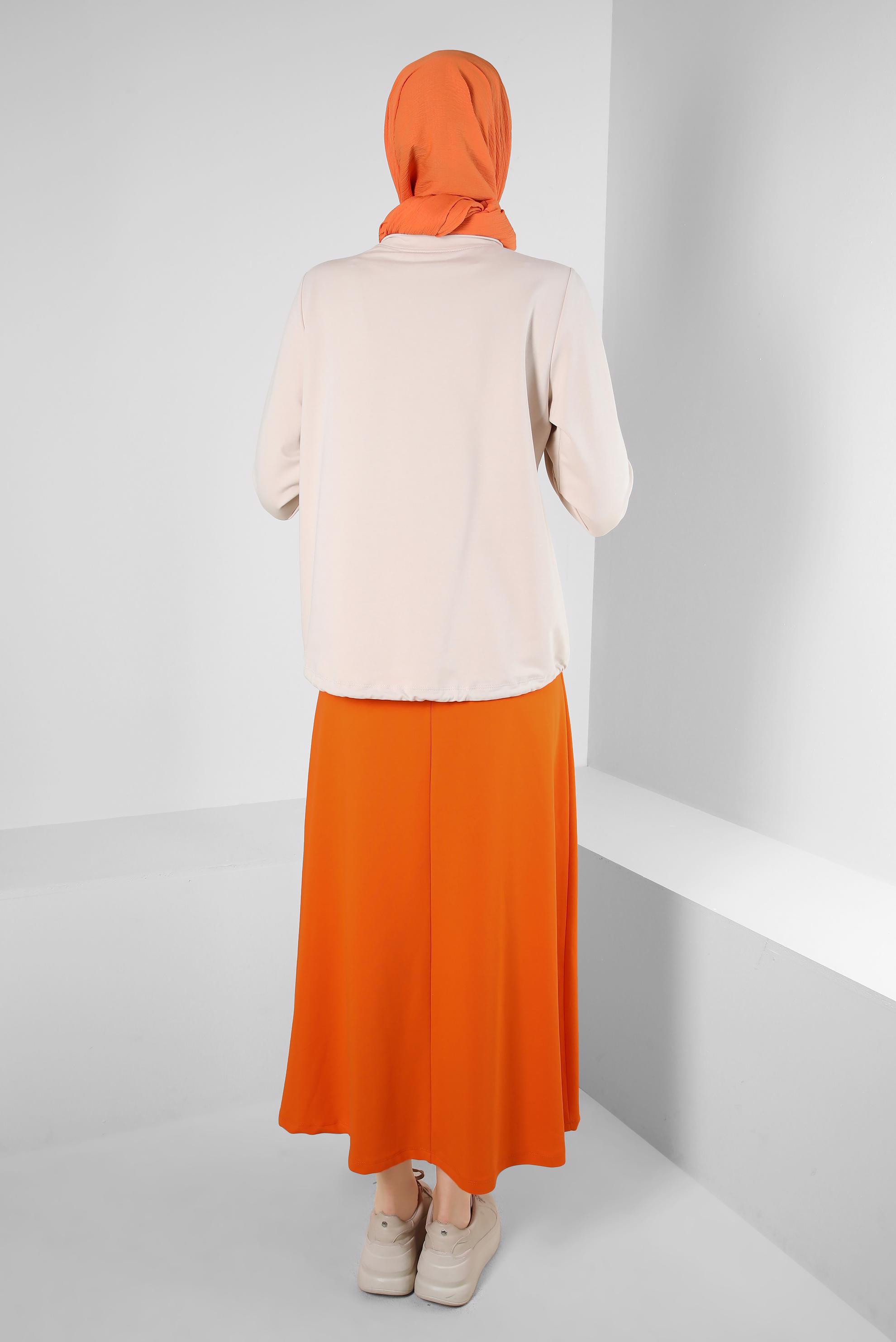Vêtements hijab ORANGE SURVÊTEMENT IMPRIMÉ AVEC JUPE 43692