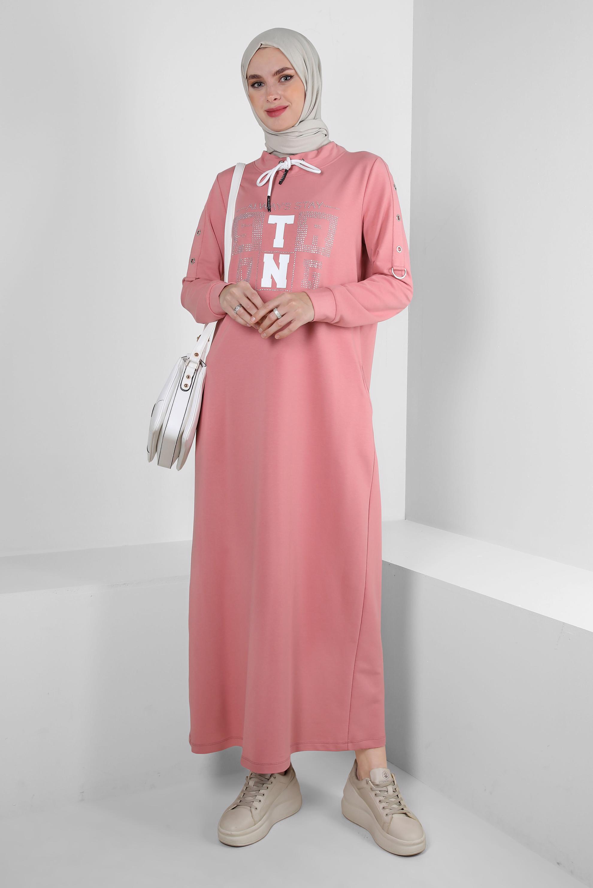 Vêtements hijab ROSE ROBE SURVÊTEMENT IMPRIMÉ À NOUER 43693