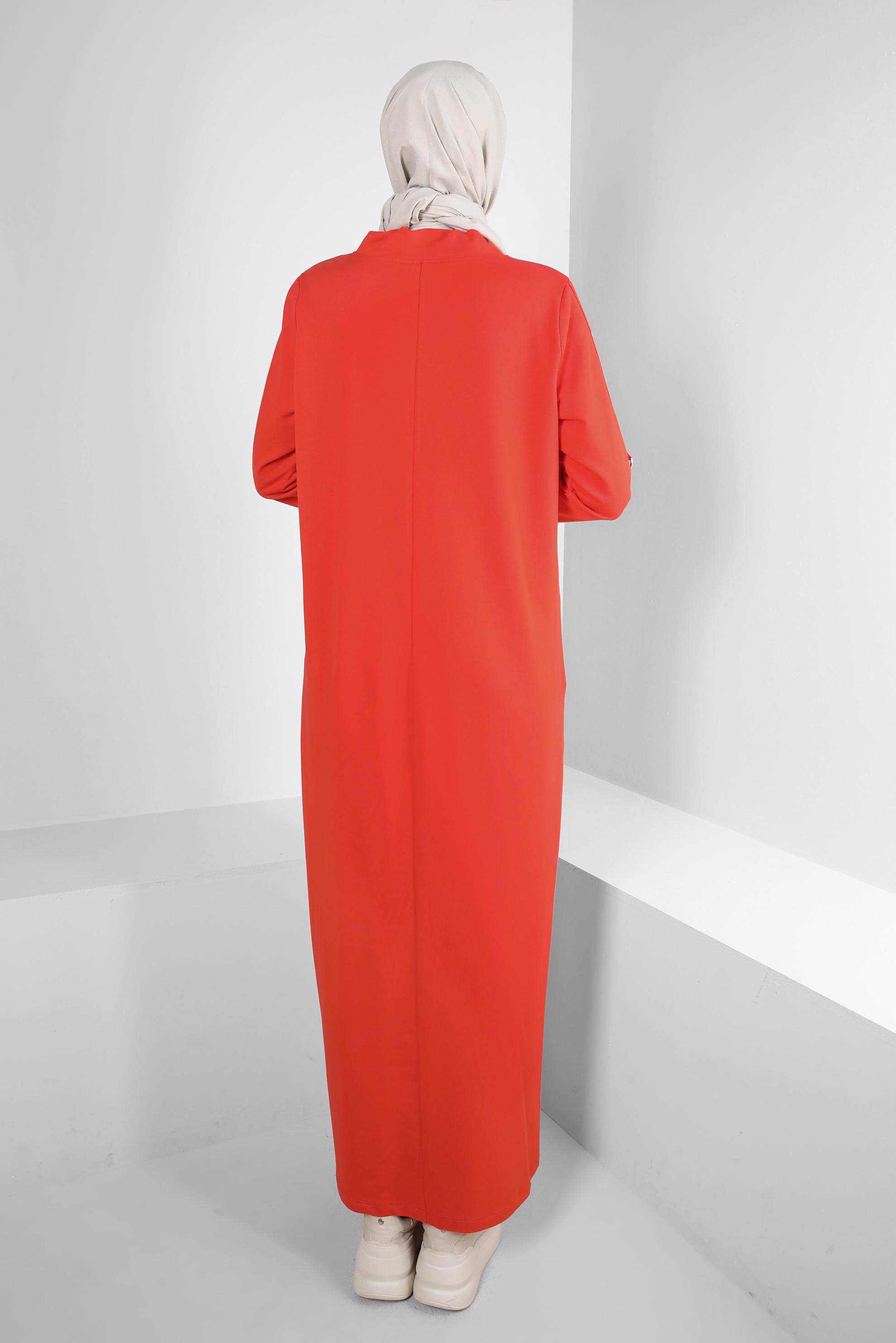 Vêtements hijab ROUGE ROBE SURVÊTEMENT IMPRIMÉ À NOUER 43693