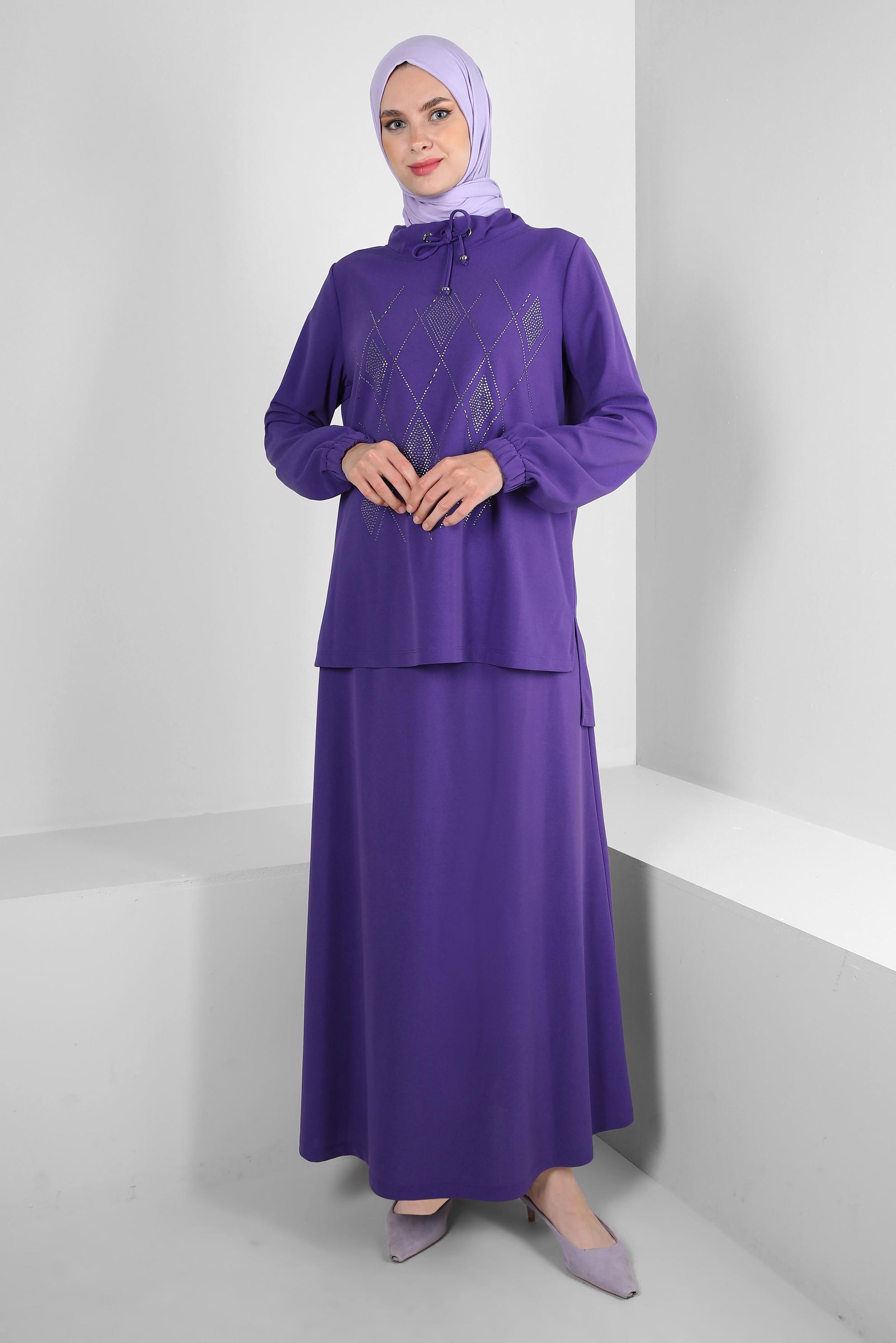 Vêtements hijab POURPRE JUPE SURVÊTEMENT BRODÉ GEM 43696
