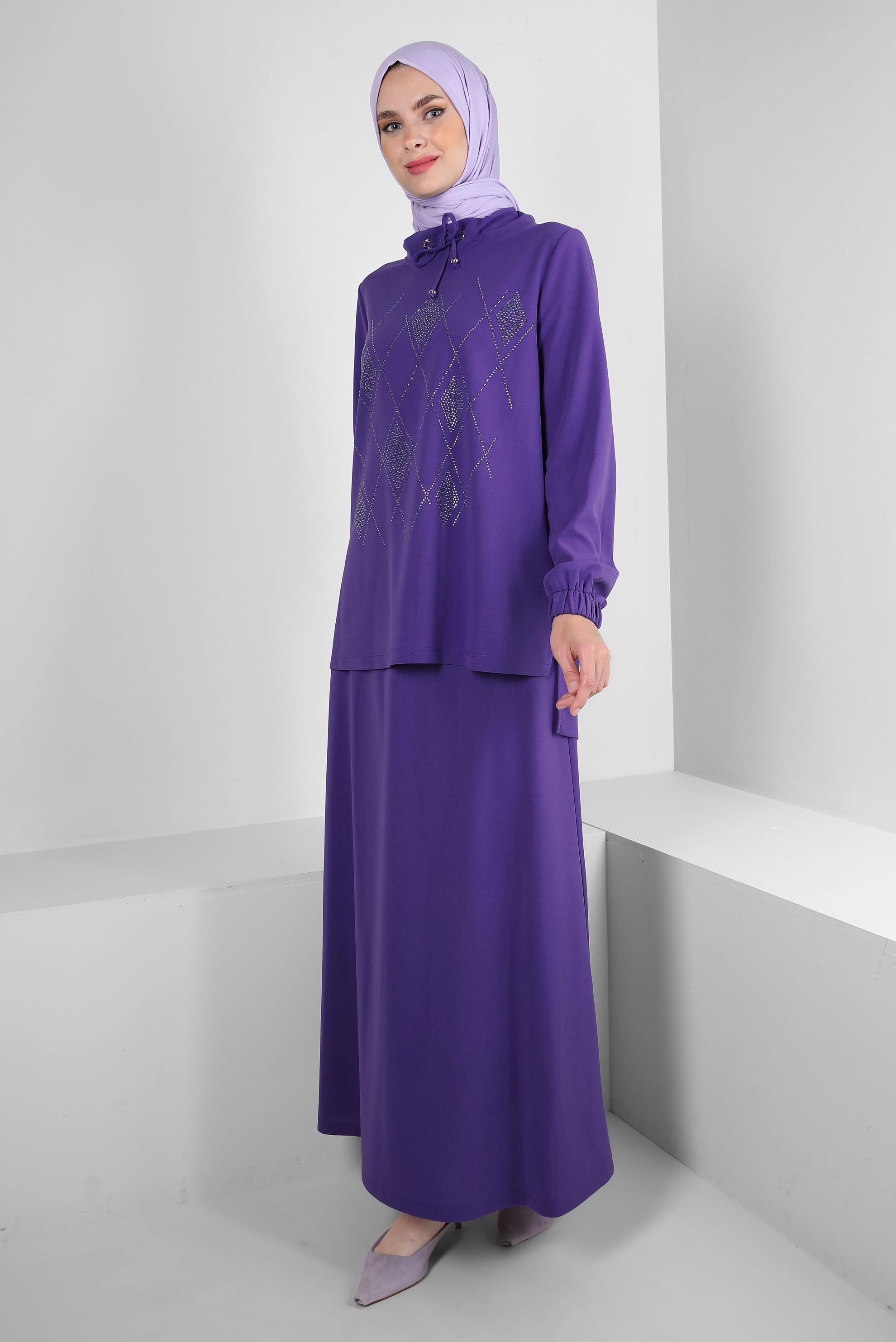 Vêtements hijab POURPRE JUPE SURVÊTEMENT BRODÉ GEM 43696