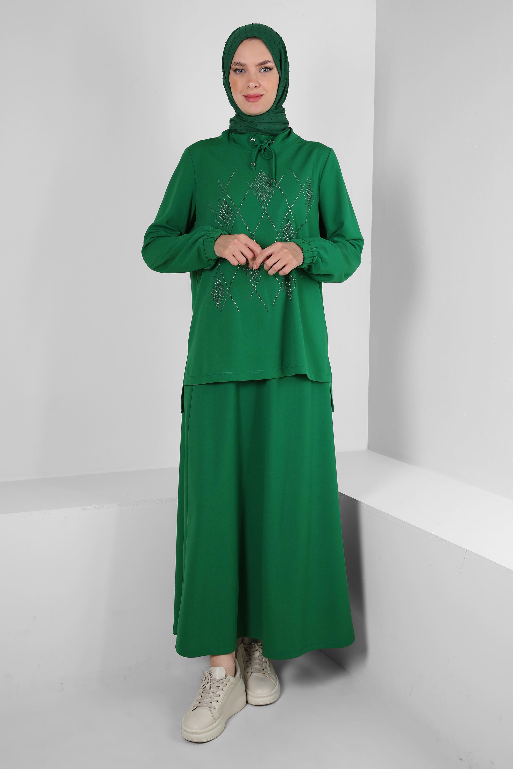 Vêtements hijab VERT JUPE SURVÊTEMENT BRODÉ GEM 43696