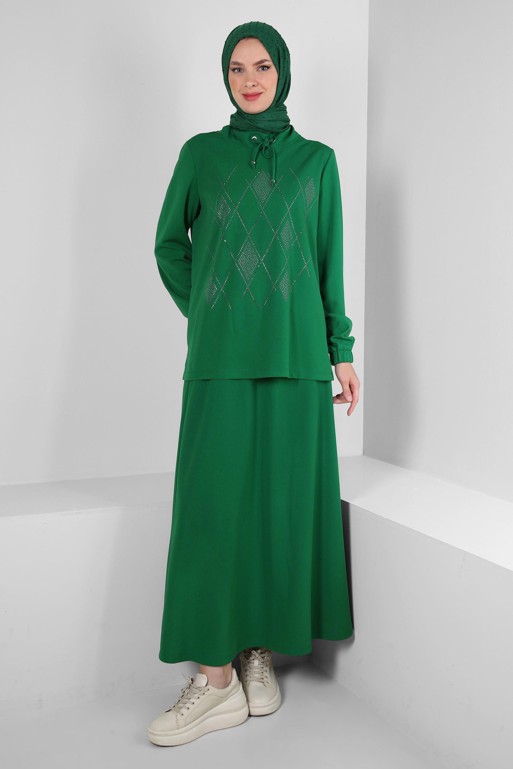Vêtements hijab VERT JUPE SURVÊTEMENT BRODÉ GEM 43696