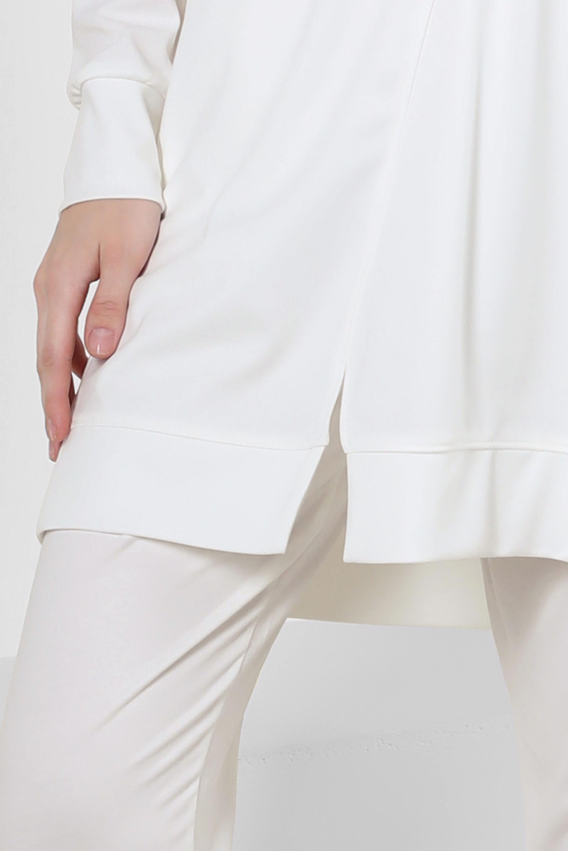 Tesettür giyim BEYAZ YAZI BASKILI FIRFIR DETAYLI EŞOFMAN TUNİK 43699