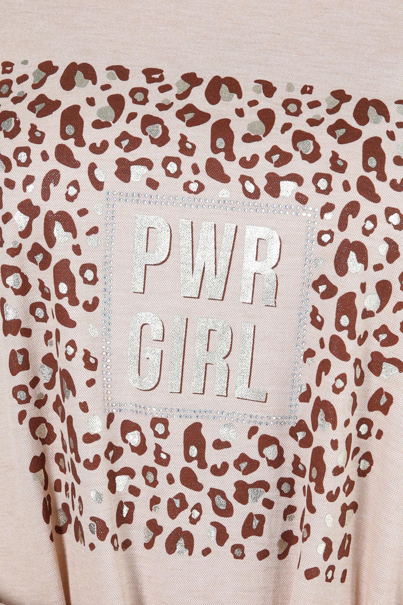 Tesettür giyim BEJ LEOPAR DESENLİ YAZI BASKILI EŞOFMAN TUNİK 43700