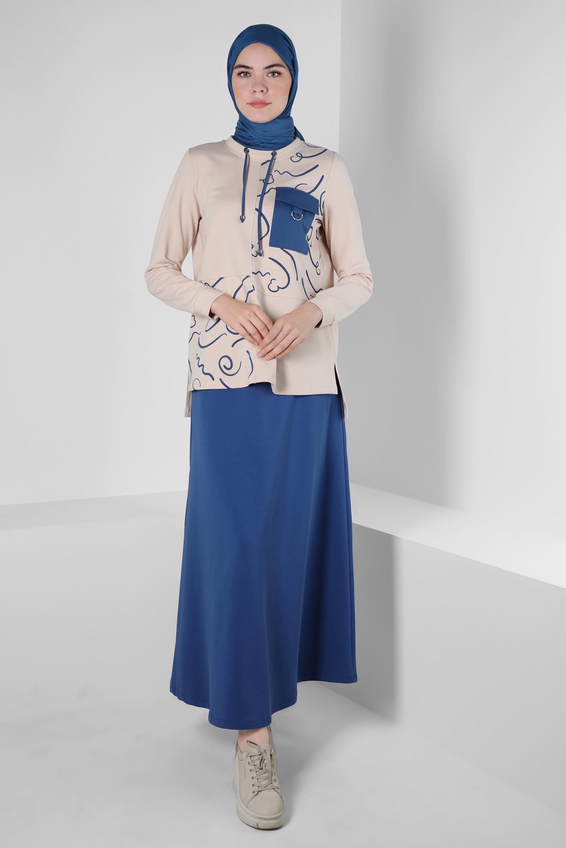 Vêtements hijab BLEU MARINE COSTUME JUPE À MOTIFS 43722
