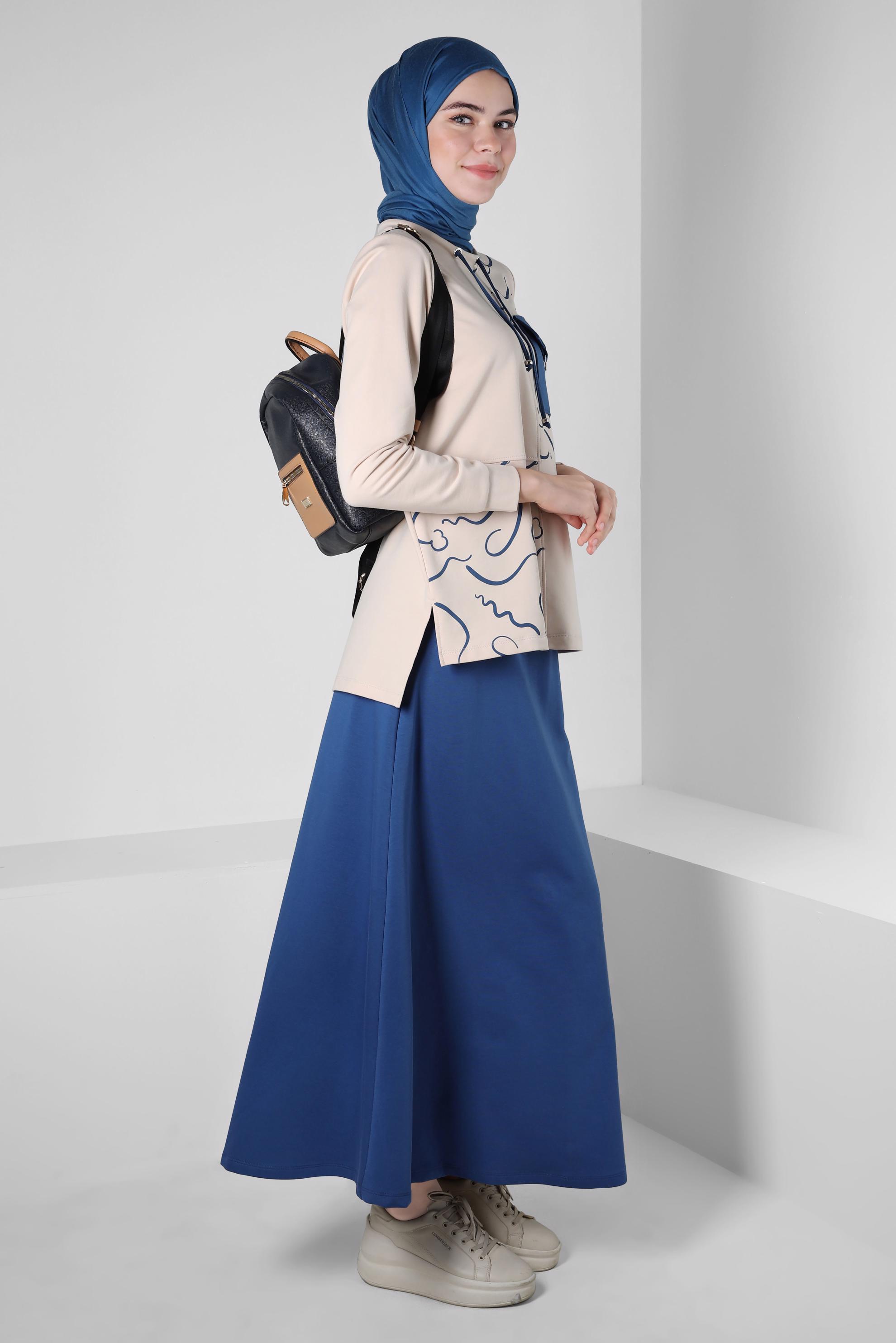 Vêtements hijab BLEU MARINE COSTUME JUPE À MOTIFS 43722