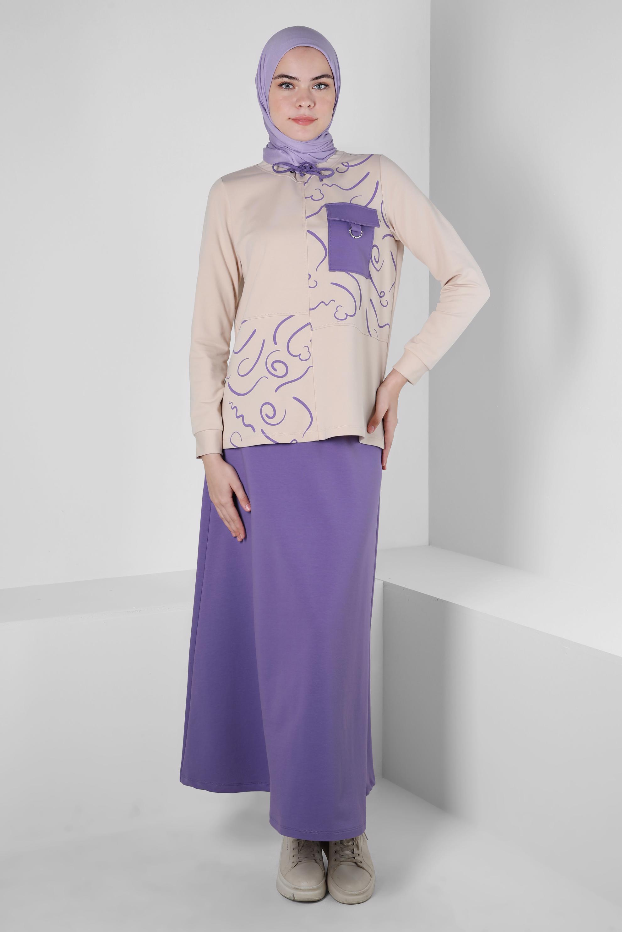 Vêtements hijab POURPRE COSTUME JUPE À MOTIFS 43722