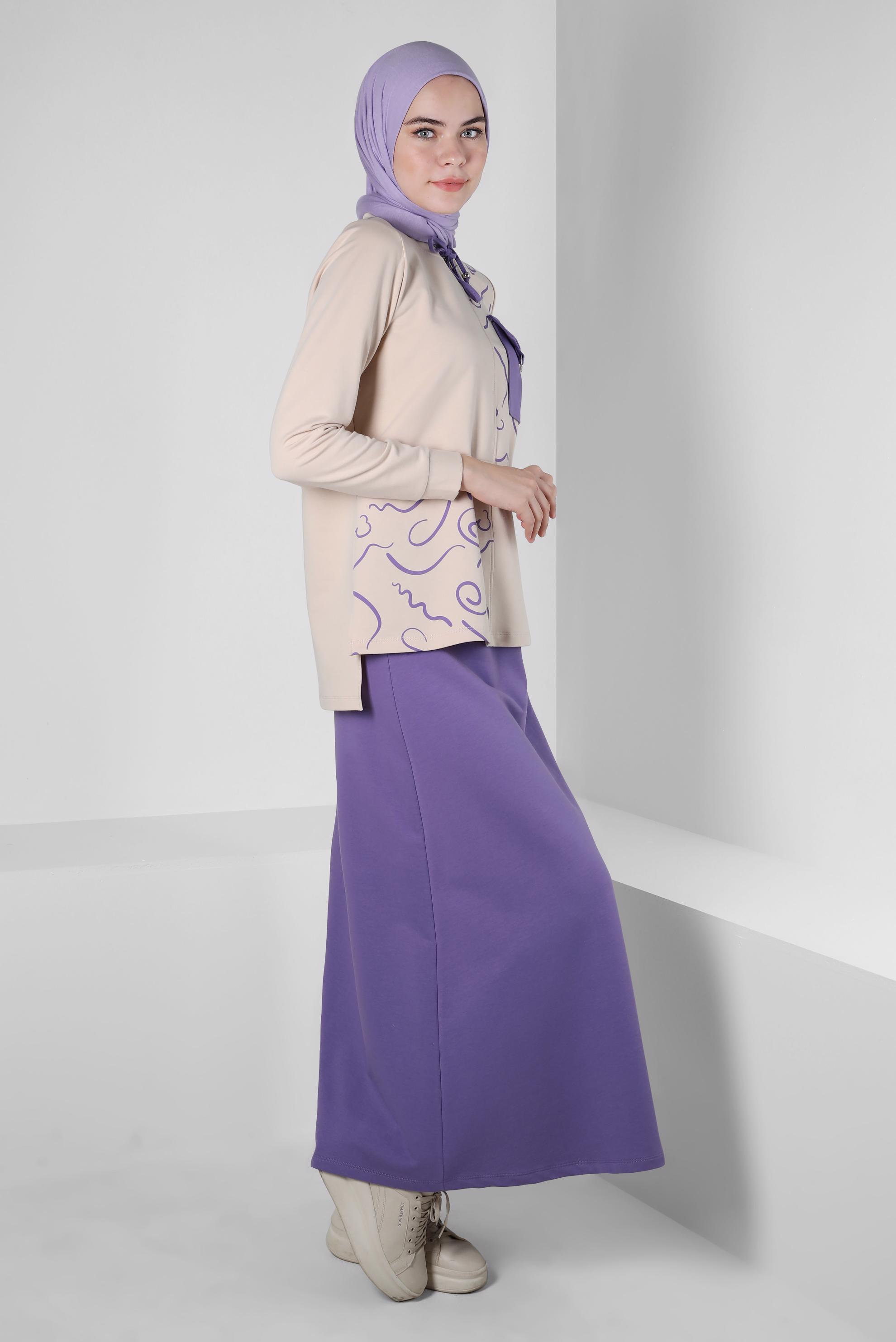 Vêtements hijab POURPRE COSTUME JUPE À MOTIFS 43722