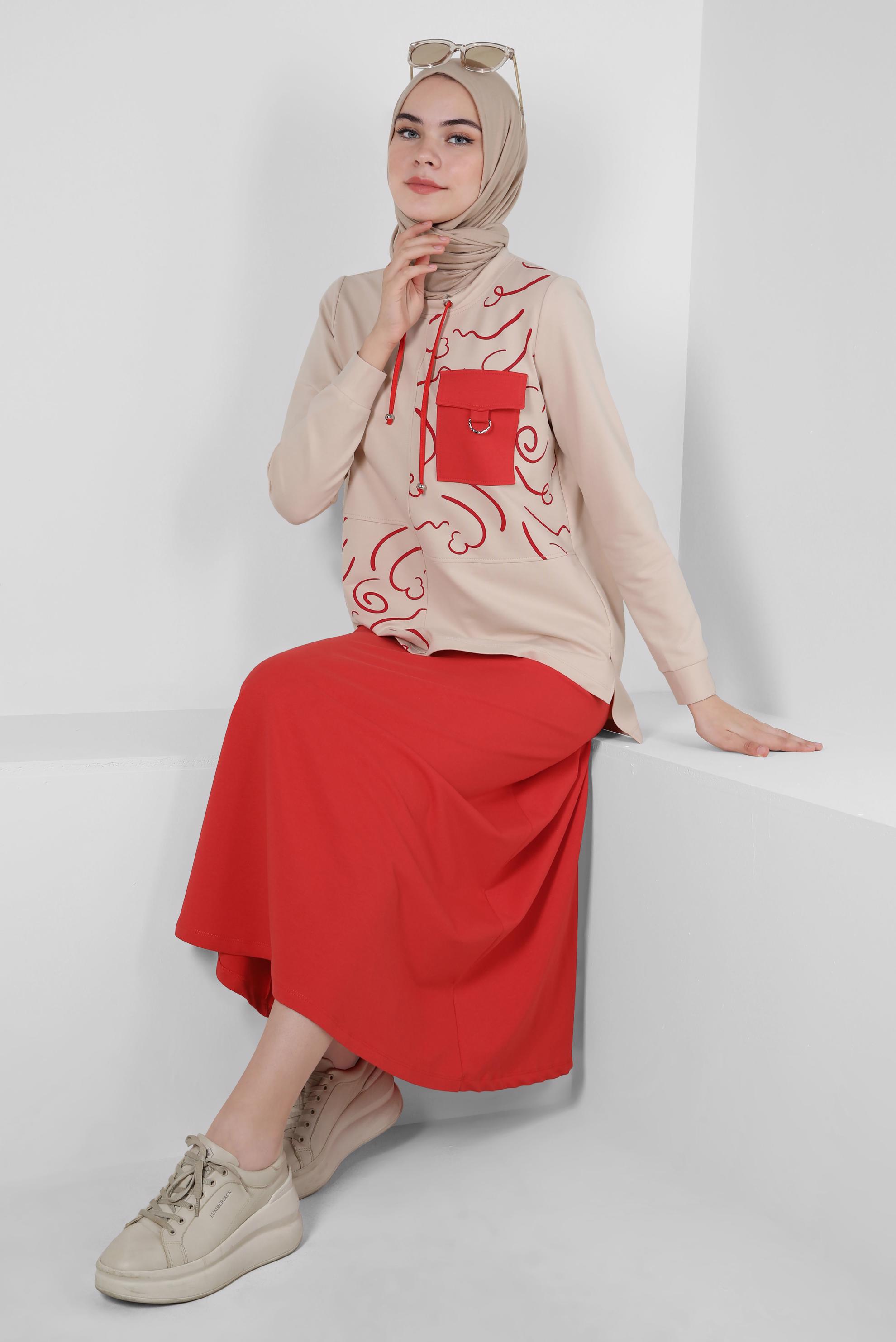 Vêtements hijab ROUGE COSTUME JUPE À MOTIFS 43722