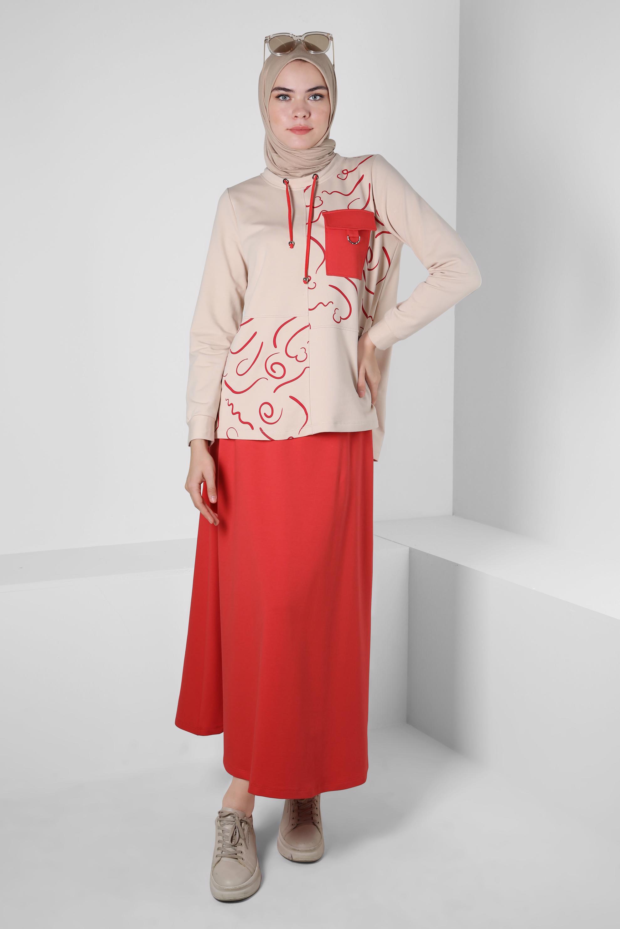 Vêtements hijab ROUGE COSTUME JUPE À MOTIFS 43722