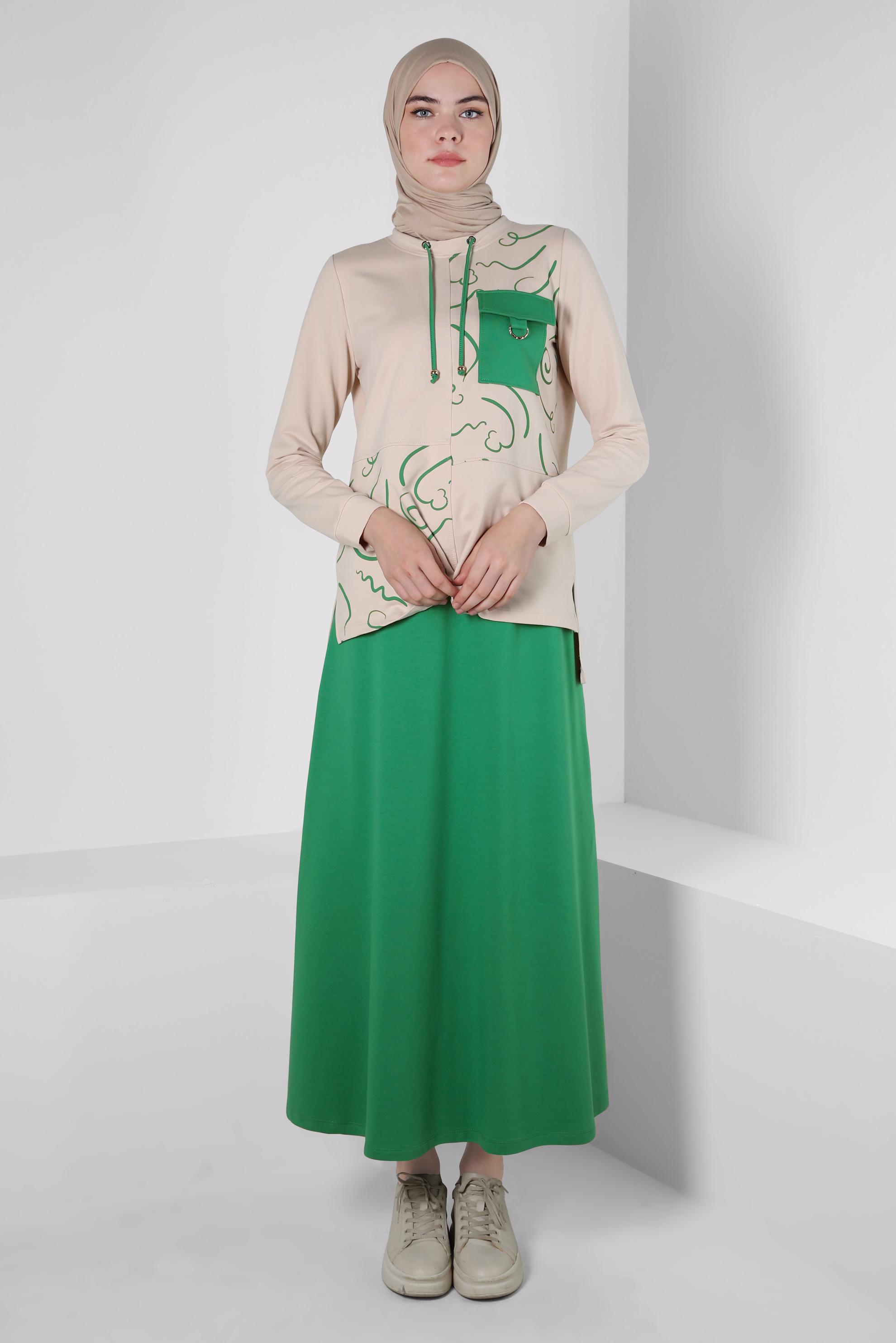 Vêtements hijab VERT COSTUME JUPE À MOTIFS 43722