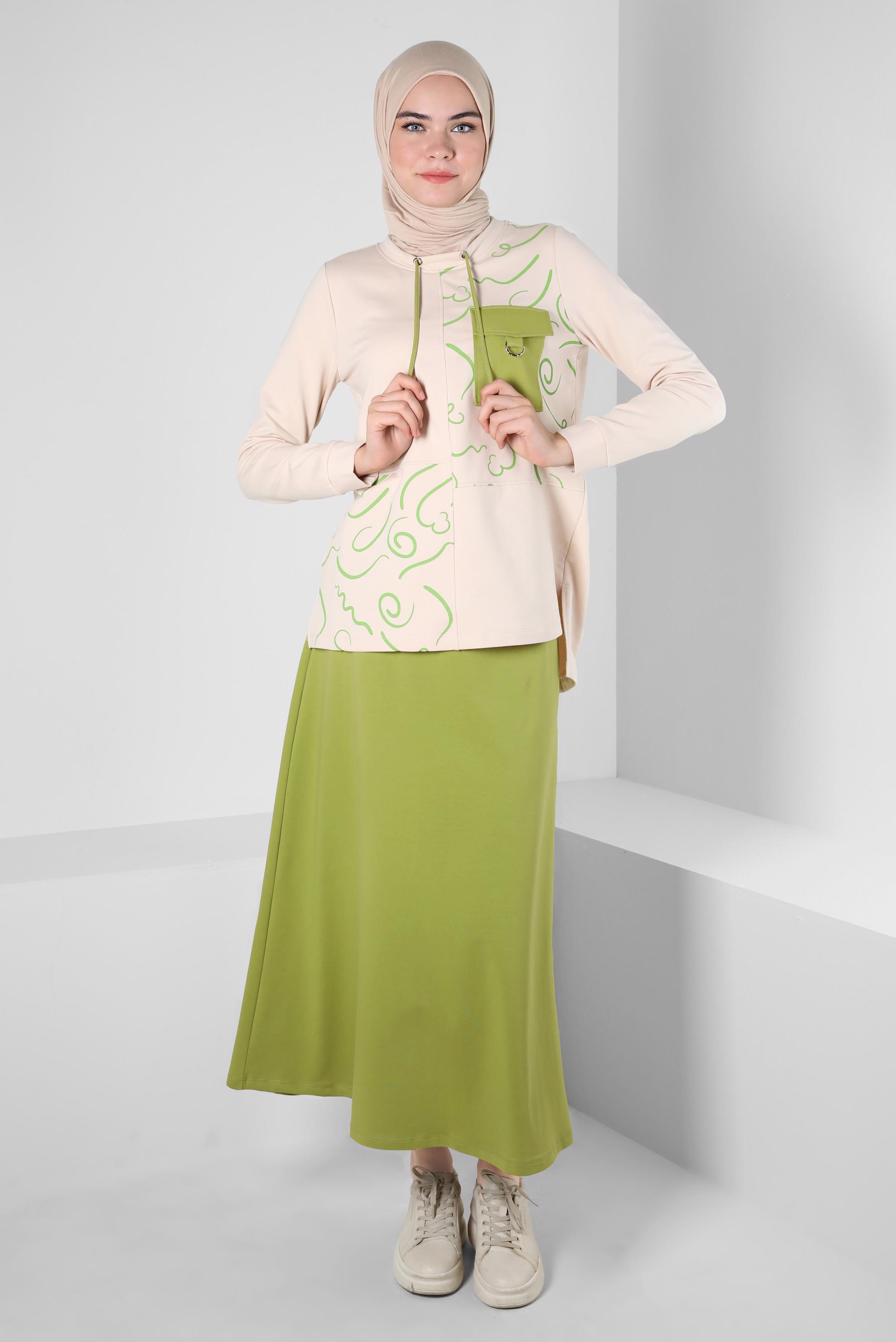 Vêtements hijab VERT COSTUME JUPE À MOTIFS 43722