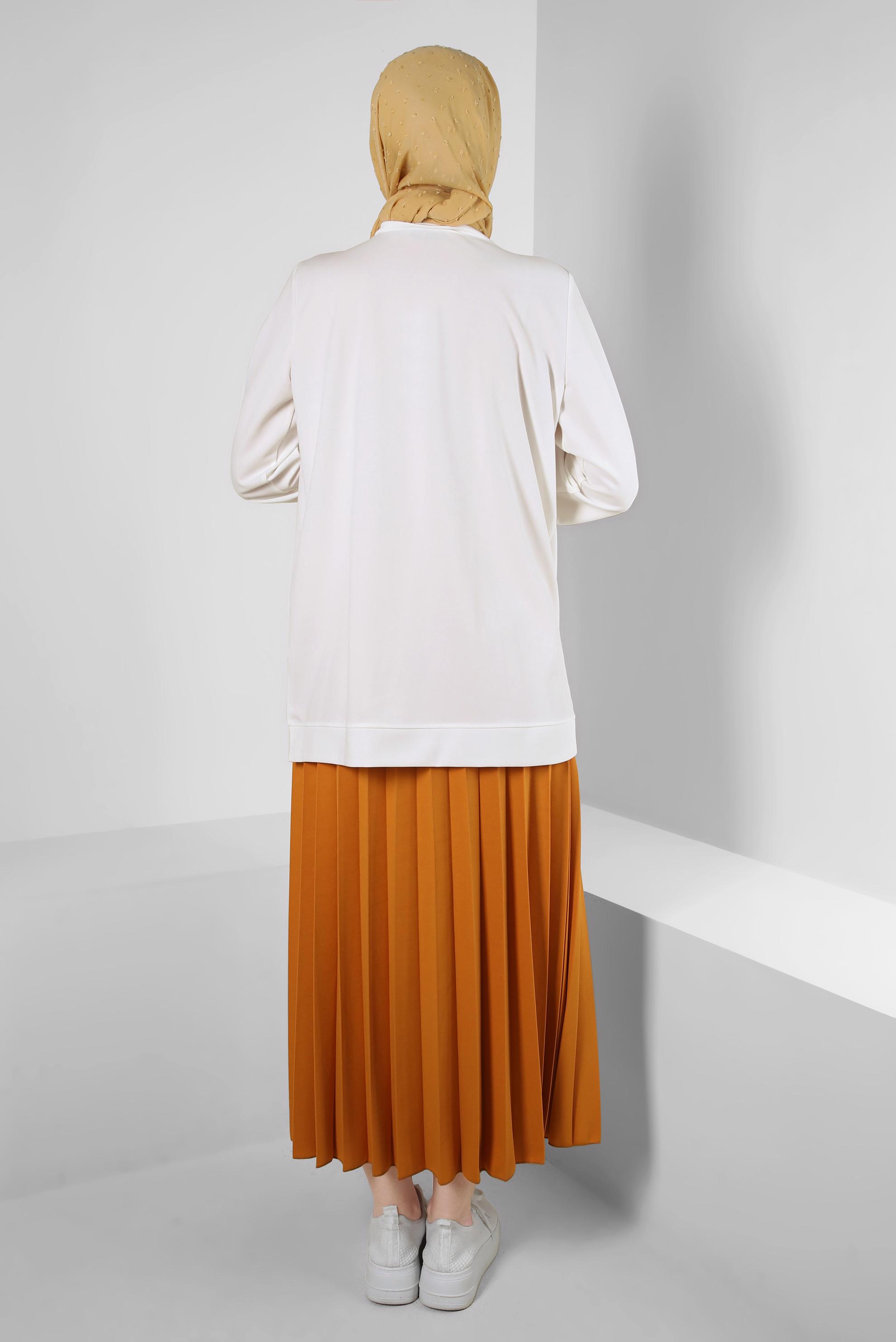 Vêtements hijab JAUNE ENSEMBLE SURVÊTEMENT PLISSÉ IMPRIMÉ AVEC JUPE 43723