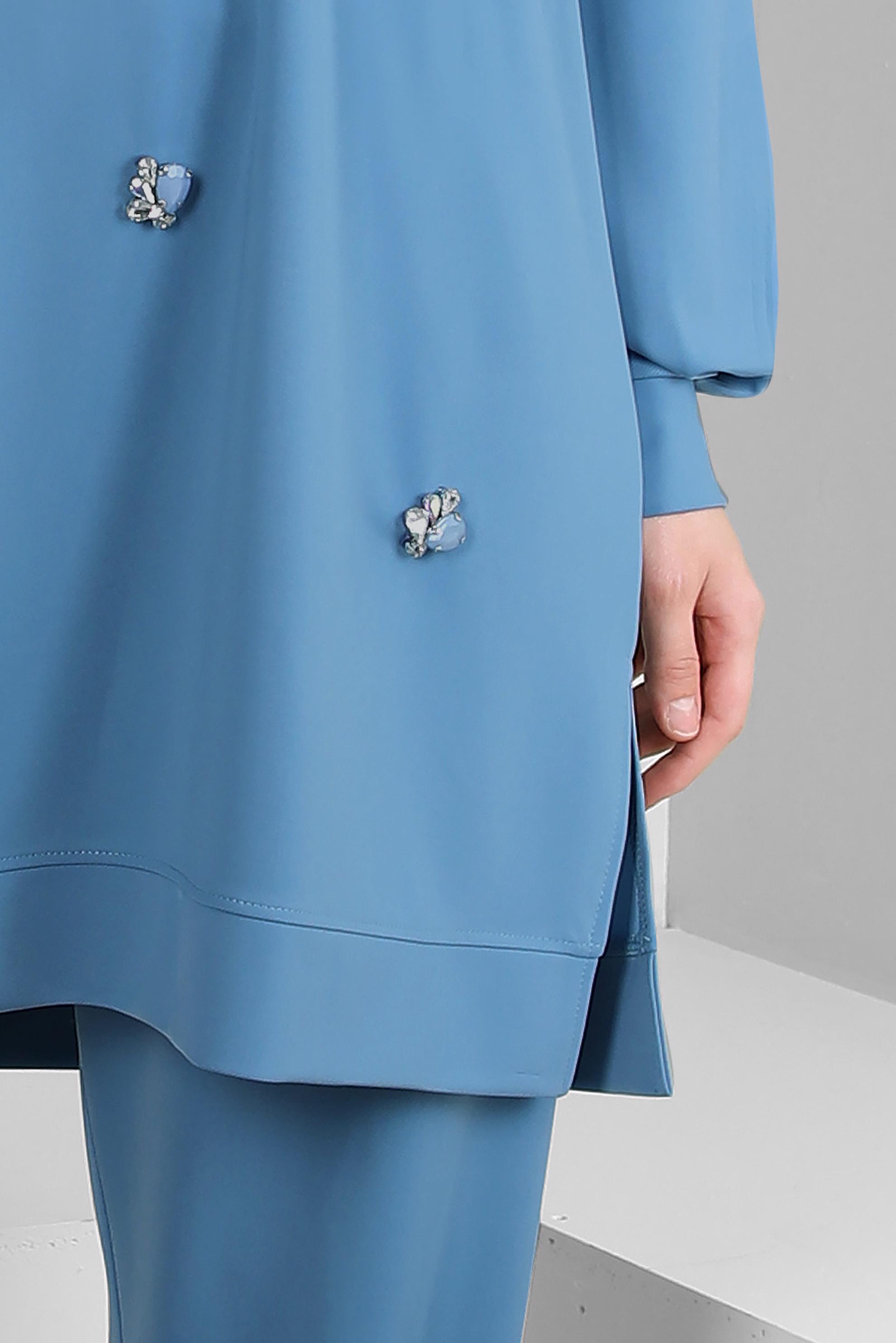 Hijab clothing BLUE GEM EMBROIDERED CREW-NECK TRACKSUIT SET 43725