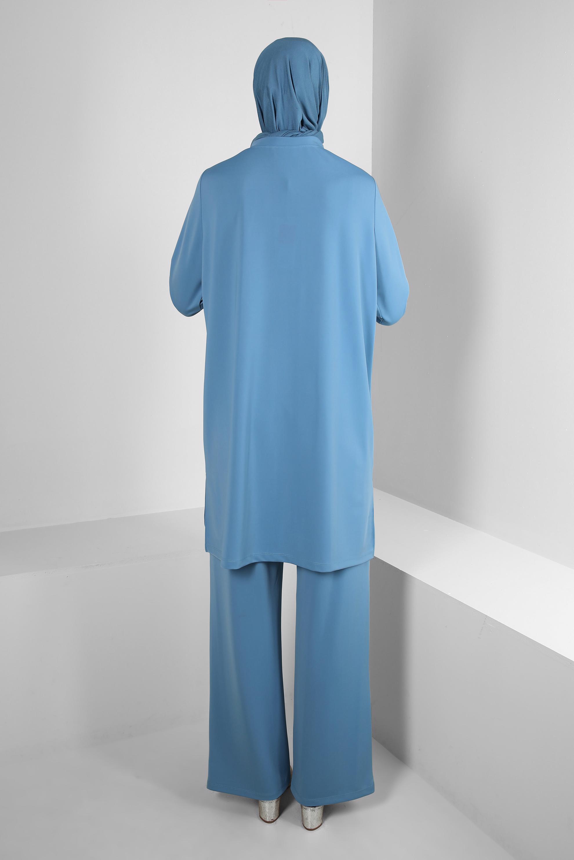 Vêtements hijab BLEU PANTALON DE SURVÊTEMENT BRODÉ DE GEMMES COSTUME 43726