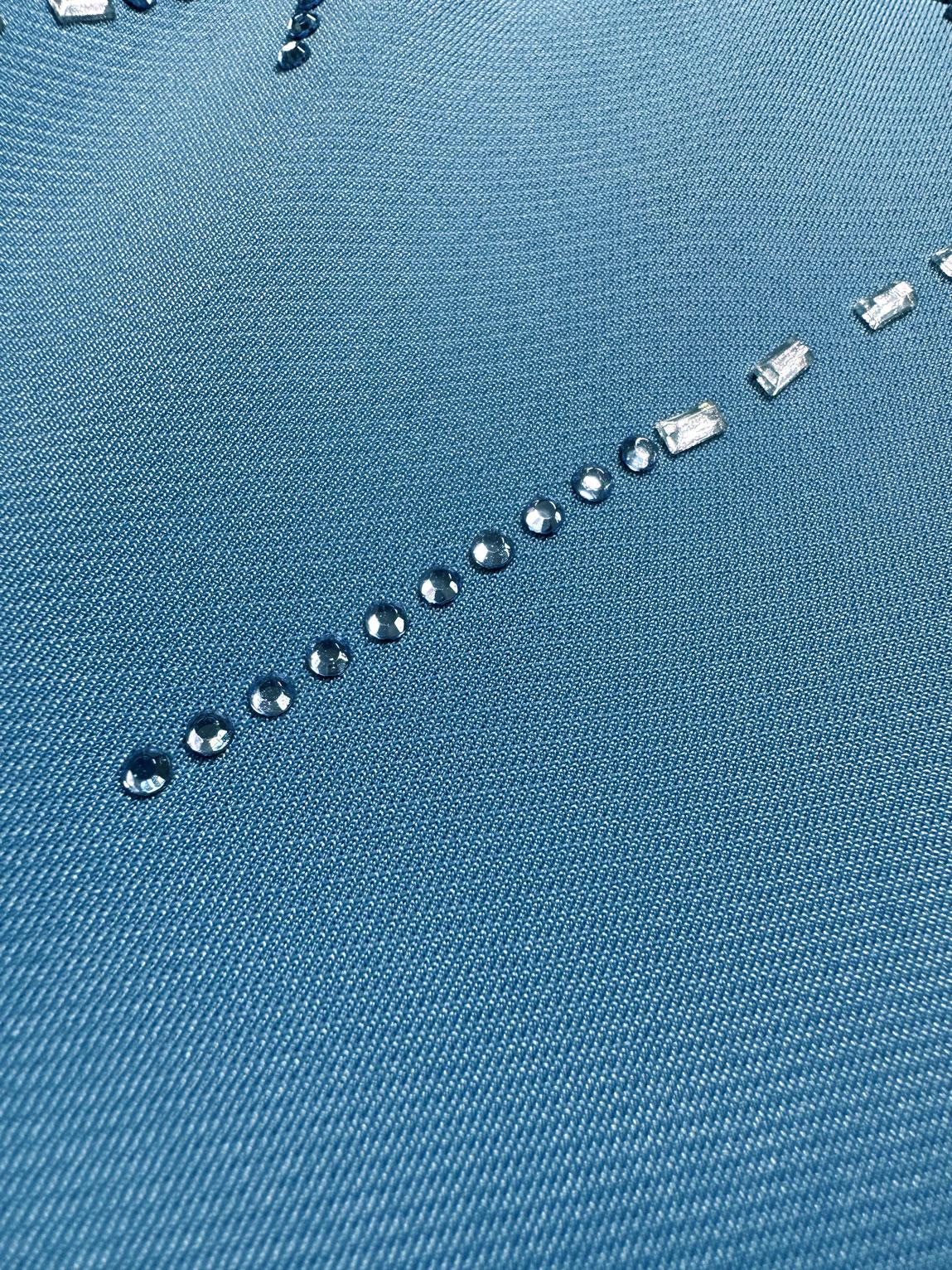 Vêtements hijab BLEU PANTALON DE SURVÊTEMENT BRODÉ DE GEMMES COSTUME 43726