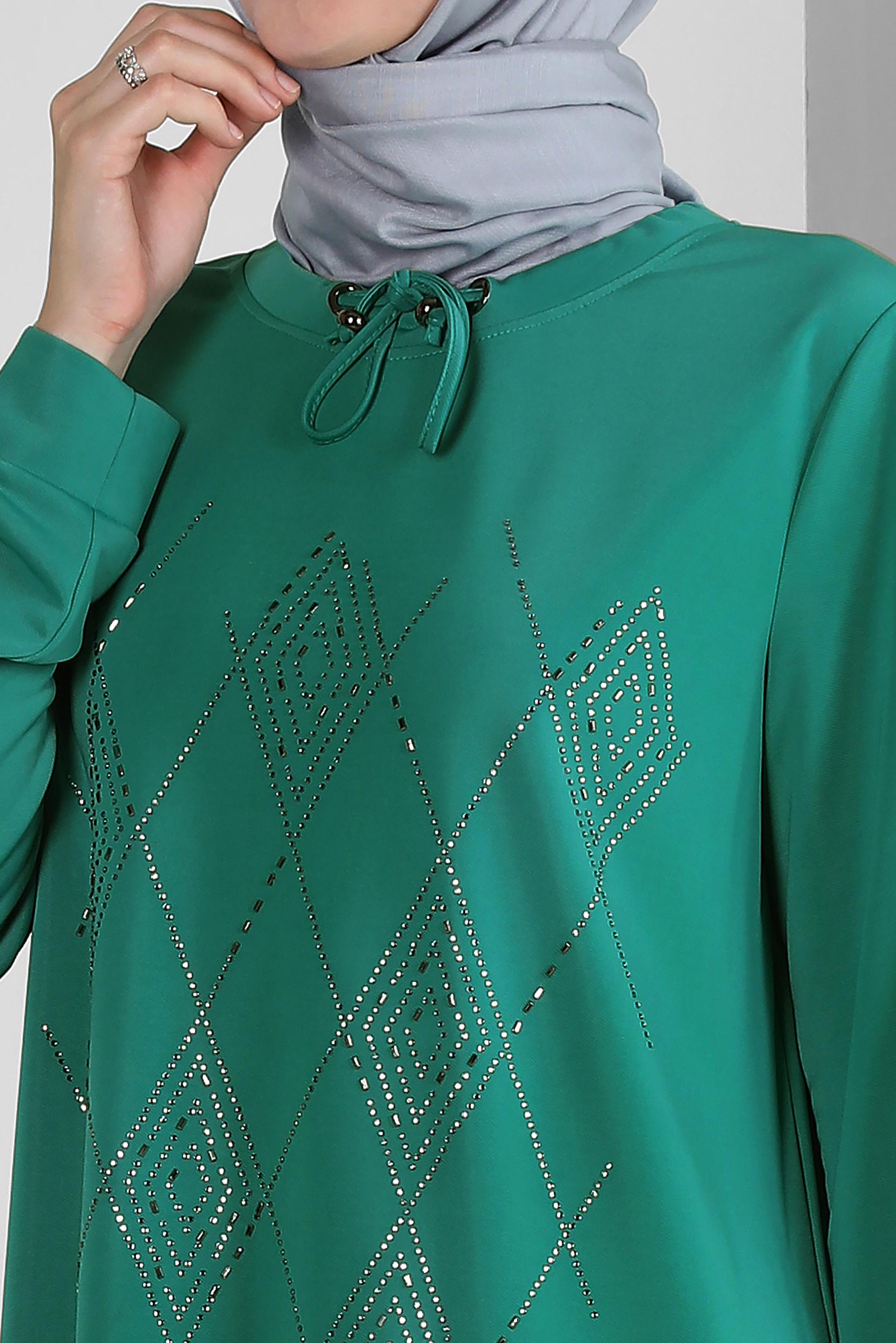 Vêtements hijab BLEU PANTALON DE SURVÊTEMENT BRODÉ DE GEMMES COSTUME 43726