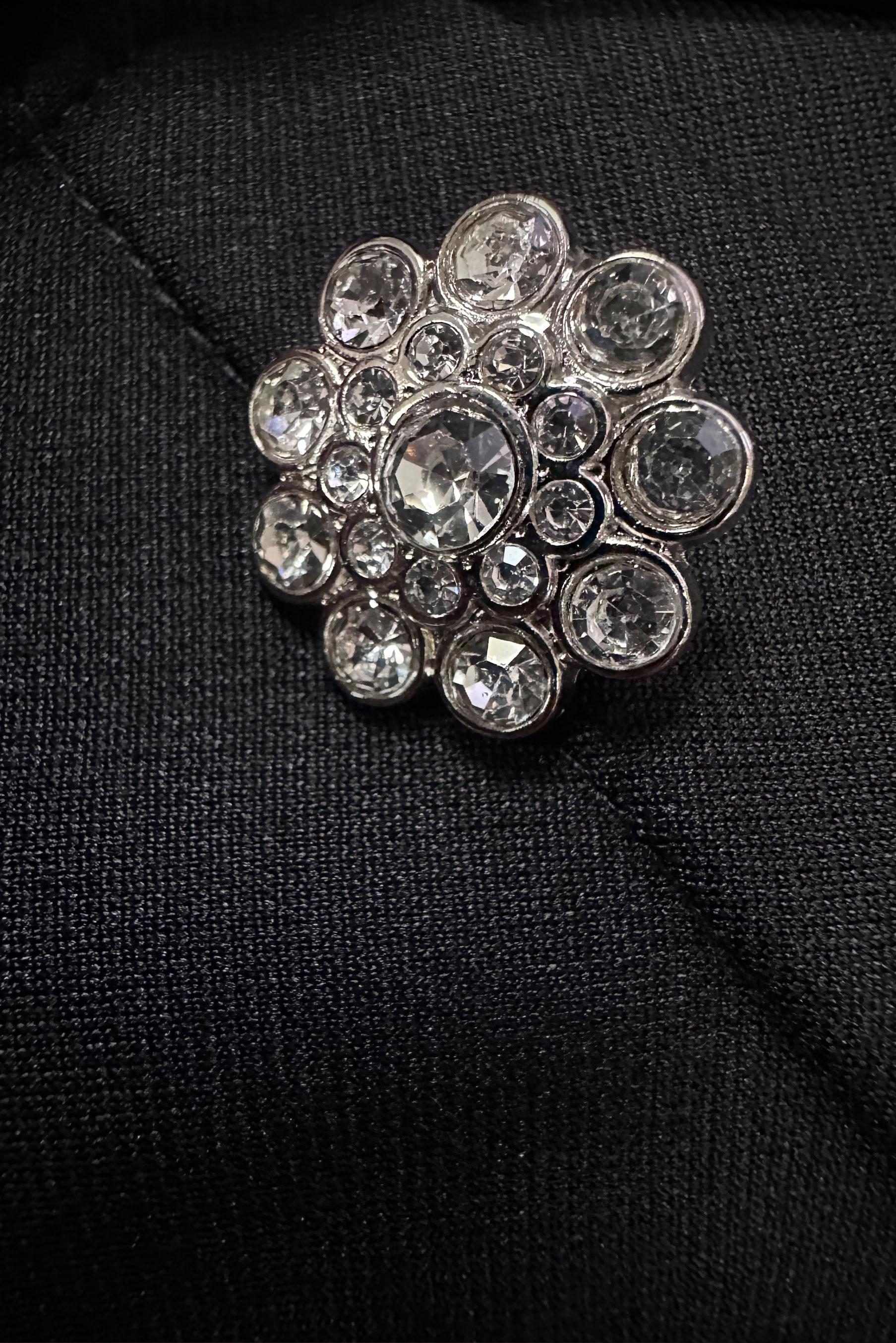 Tesettür giyim SİYAH TAŞ DETAYLI DÜĞMELİ İKİLİ PANTOLONLU TAKIM 43727