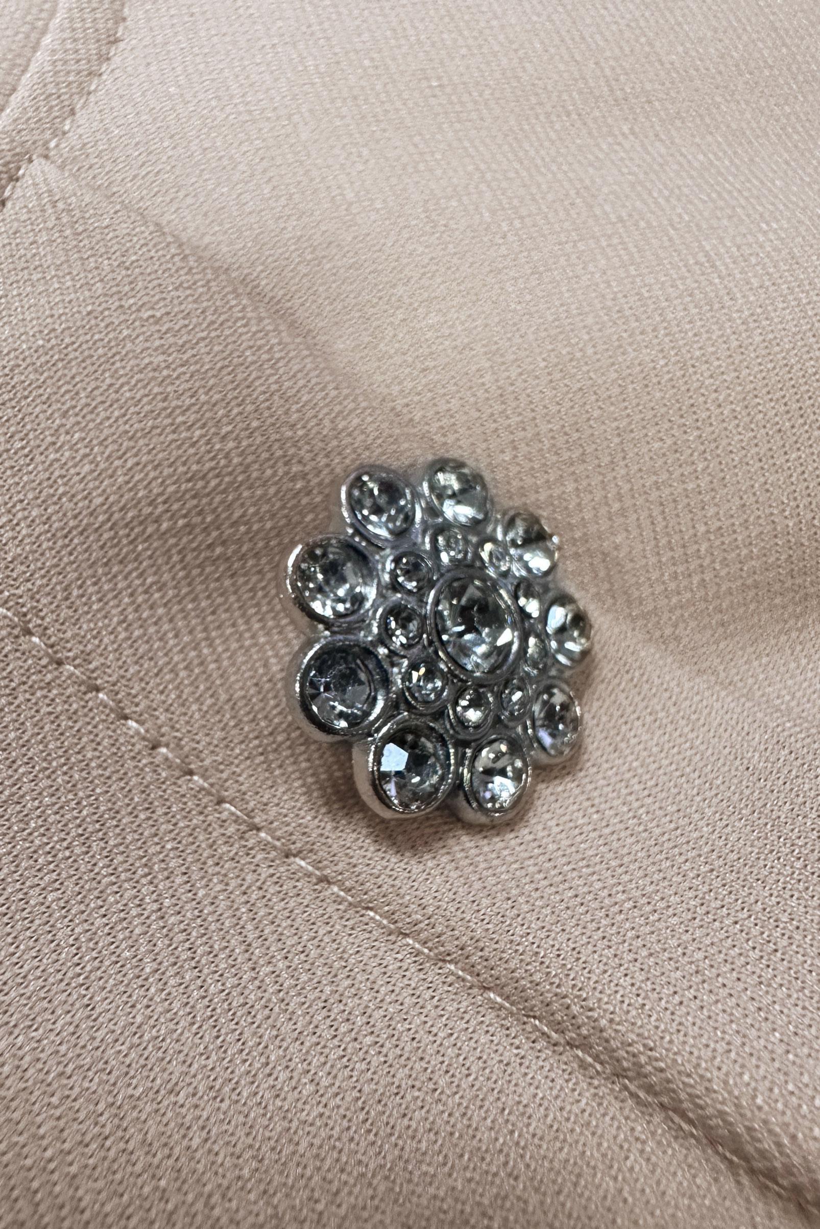 Tesettür giyim BEJ TAŞ DETAYLI DÜĞMELİ İKİLİ PANTOLONLU TAKIM 43727