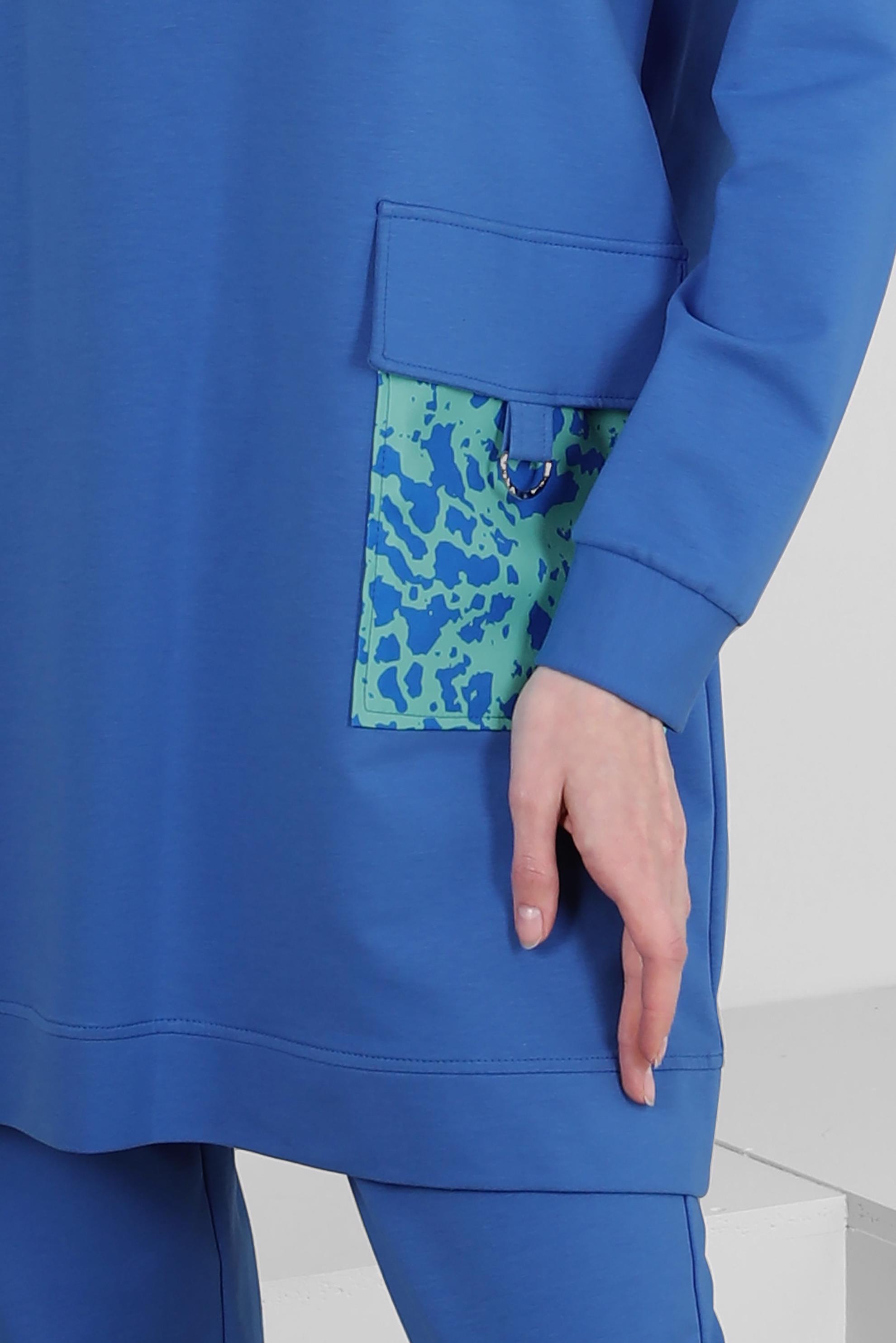 Tesettür giyim MAVİ KAPÜŞONLU PANTOLONLU EŞOFMAN TAKIMI 43728