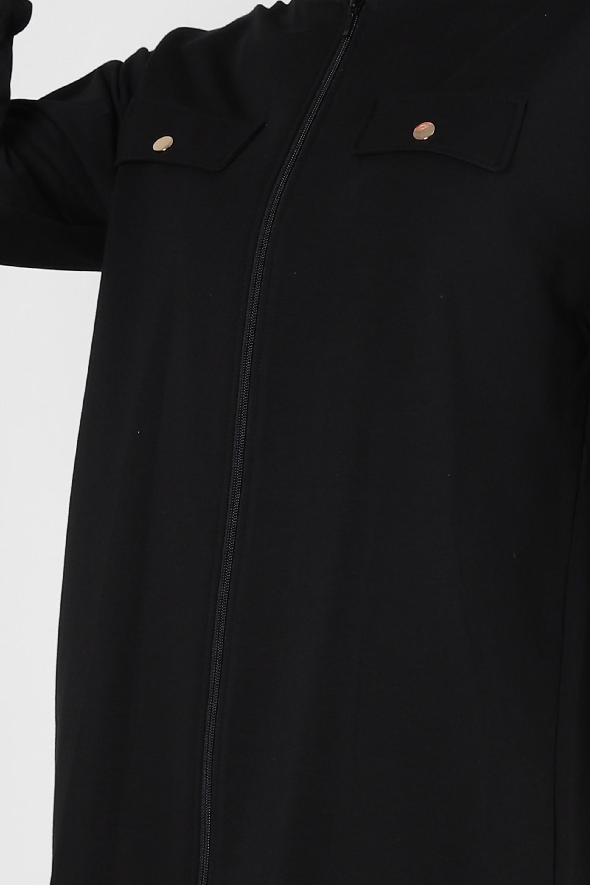 Tesettür giyim SİYAH MANŞETLERİ LASTİKLİ İKİLİ EŞOFMAN TAKIM 43787